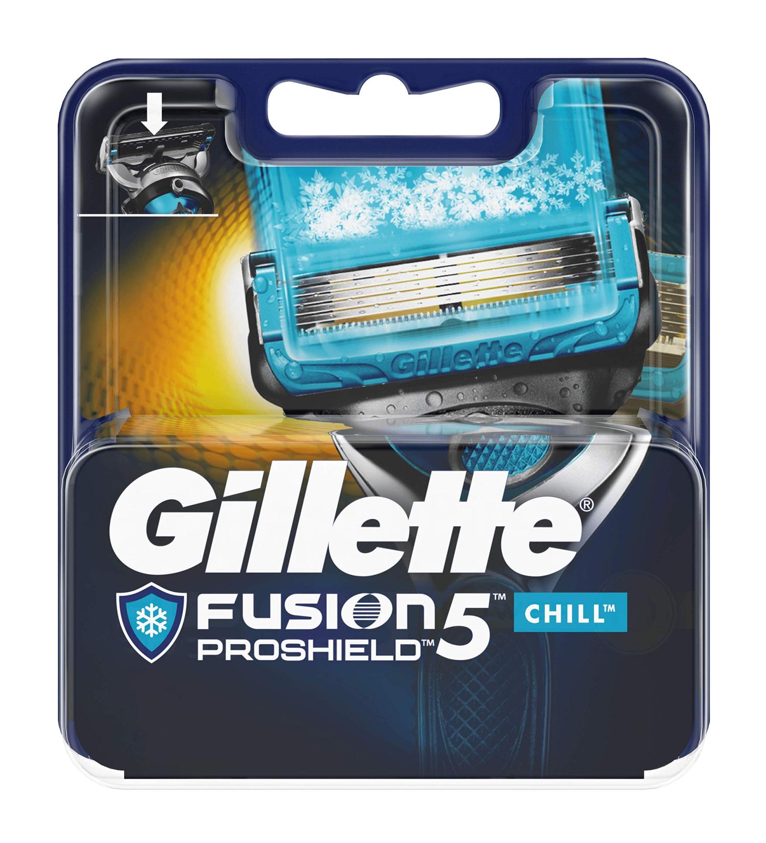 Gillette Fusion 5 ProShield Chill Razor Blades - 4 Replacement Blades with Trimmer & Lubricating Coating for Precision Shaving | International Shipping Available - Buy Online on GoSupps.com