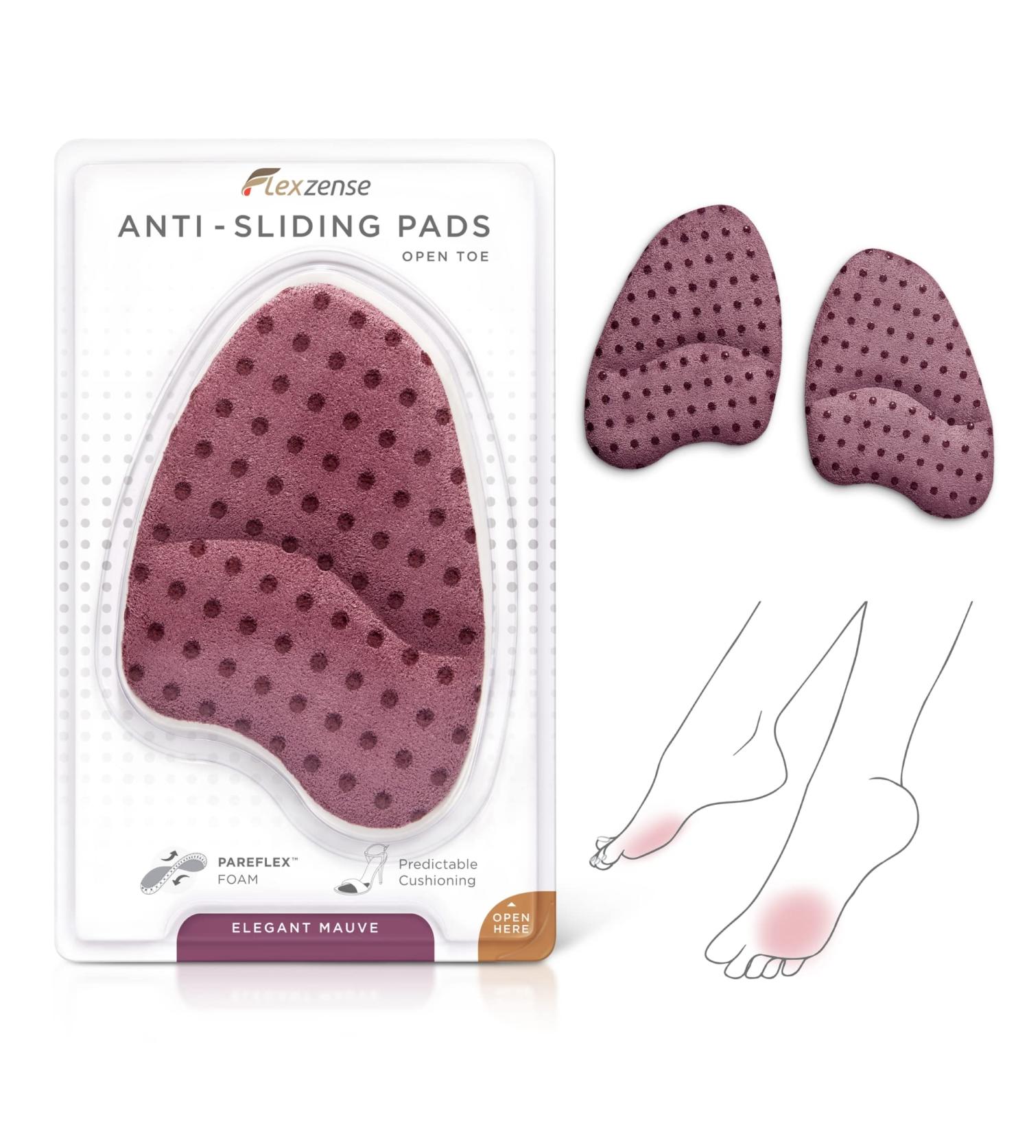 FLEXZENSE Anti-Sliding Pads - Open Toe Cushions for Comfort & Stability | 1 Pair Elegant Mauve | Shop Internationally - Buy Online on GoSupps.com