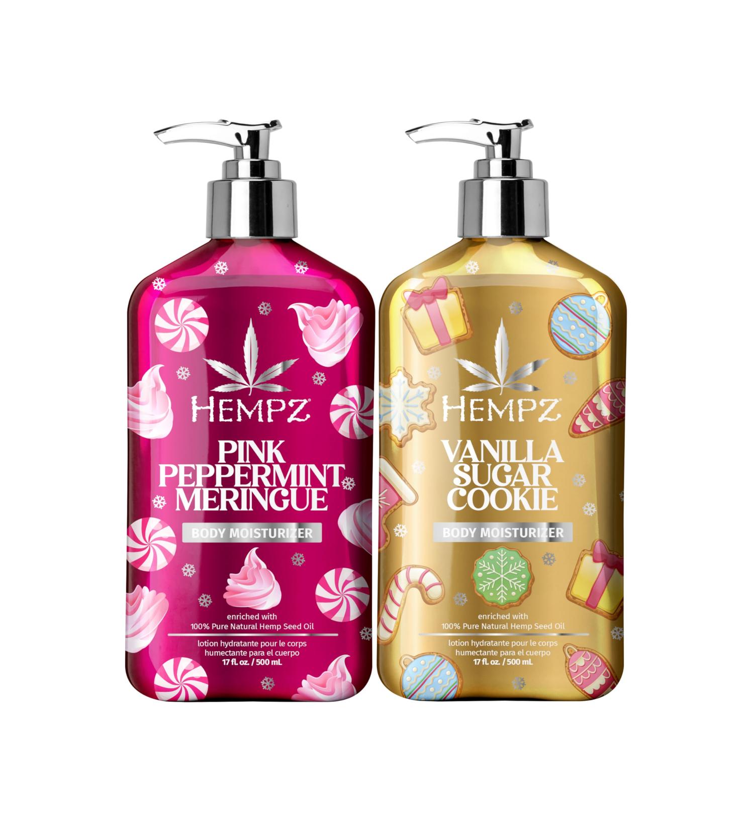 Hempz Holiday Body Lotion 2-Pack Pink Peppermint Meringue and Vanilla Frosted Sugar Cookie Moisturizer Fall and Winter Body Care Gift for Men & Women 17 oz Duo 17 Fl Oz (Pack of 2) - Buy Online on GoSupps.com