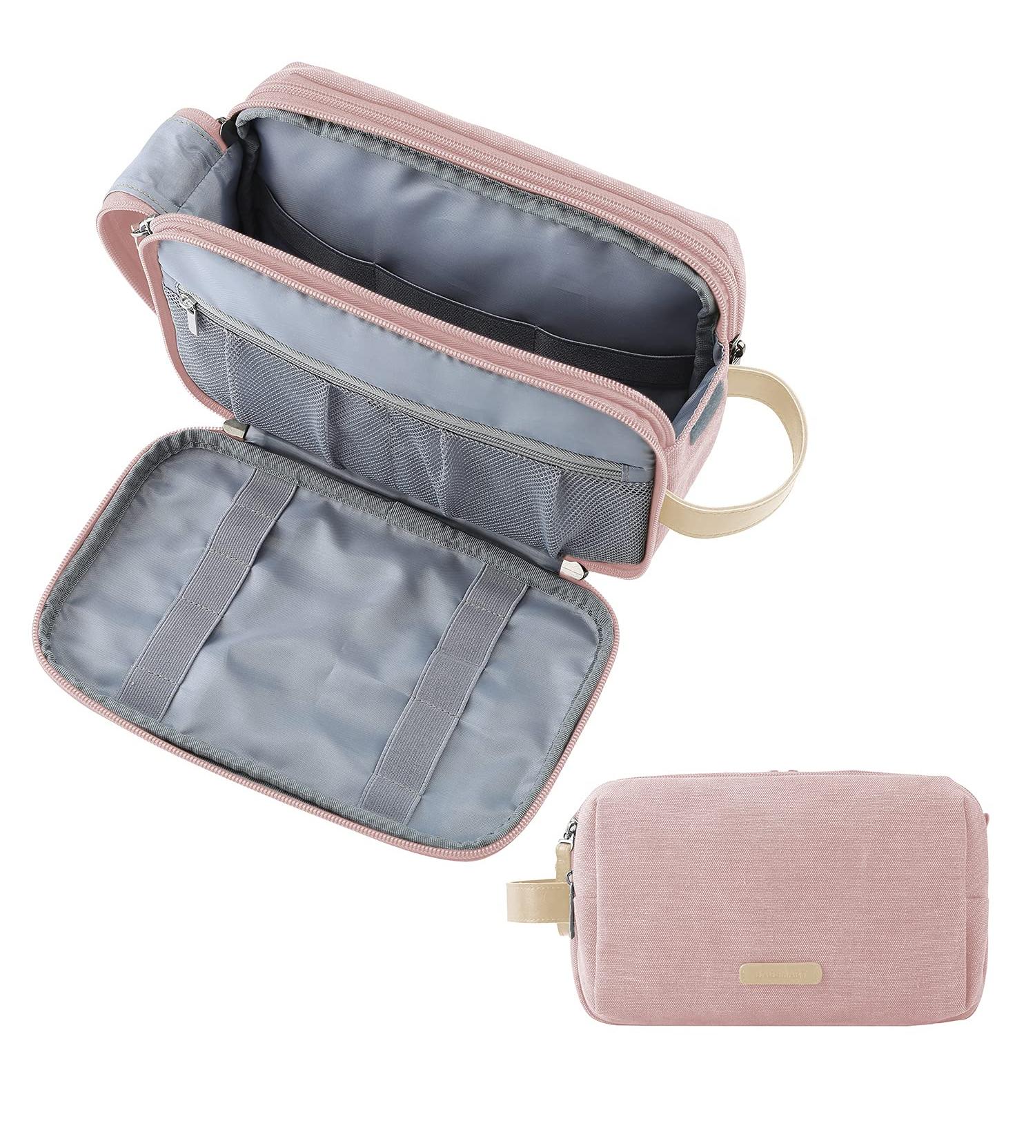 Toiletry Bag for Women BAGSMART Travel Toiletry Organizer Dopp Kit Water-Resistant Shaving Bag for Toiletries Accessories Pink Canvas Pink Canvas -Medium - Buy Online on GoSupps.com