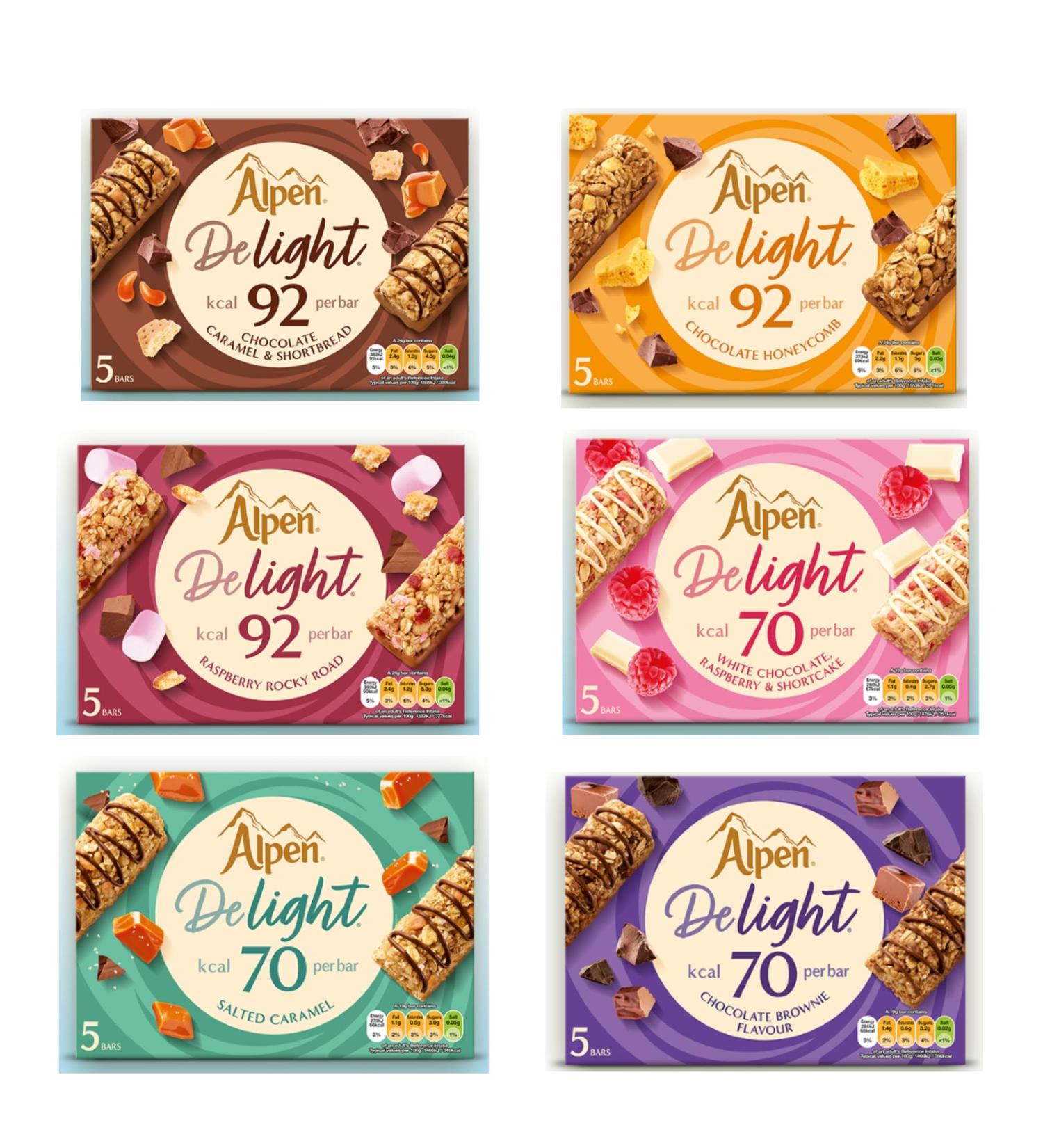 Alpen Delight Cereal Bars Bundle Contains 6 Flavours - 5 of Each 30 Bars Total Low Calorie Snacks Multipack Bulk Buy - Buy Online on GoSupps.com