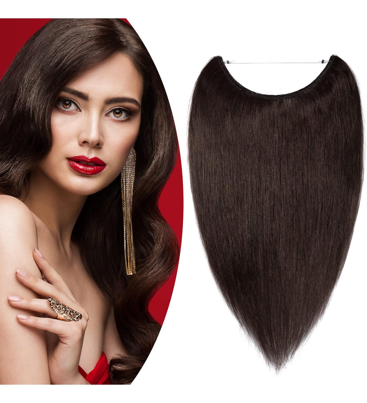 16" One Piece Hair Extension Human Hair No Clip in 100% Remy Invisible Secret Wire Hair Extensions Headband Real Hair Pieces for Women Straight (60g #2 Dark Brown) 16 Inch #2 Dark Brown - Buy Online on GoSupps.com