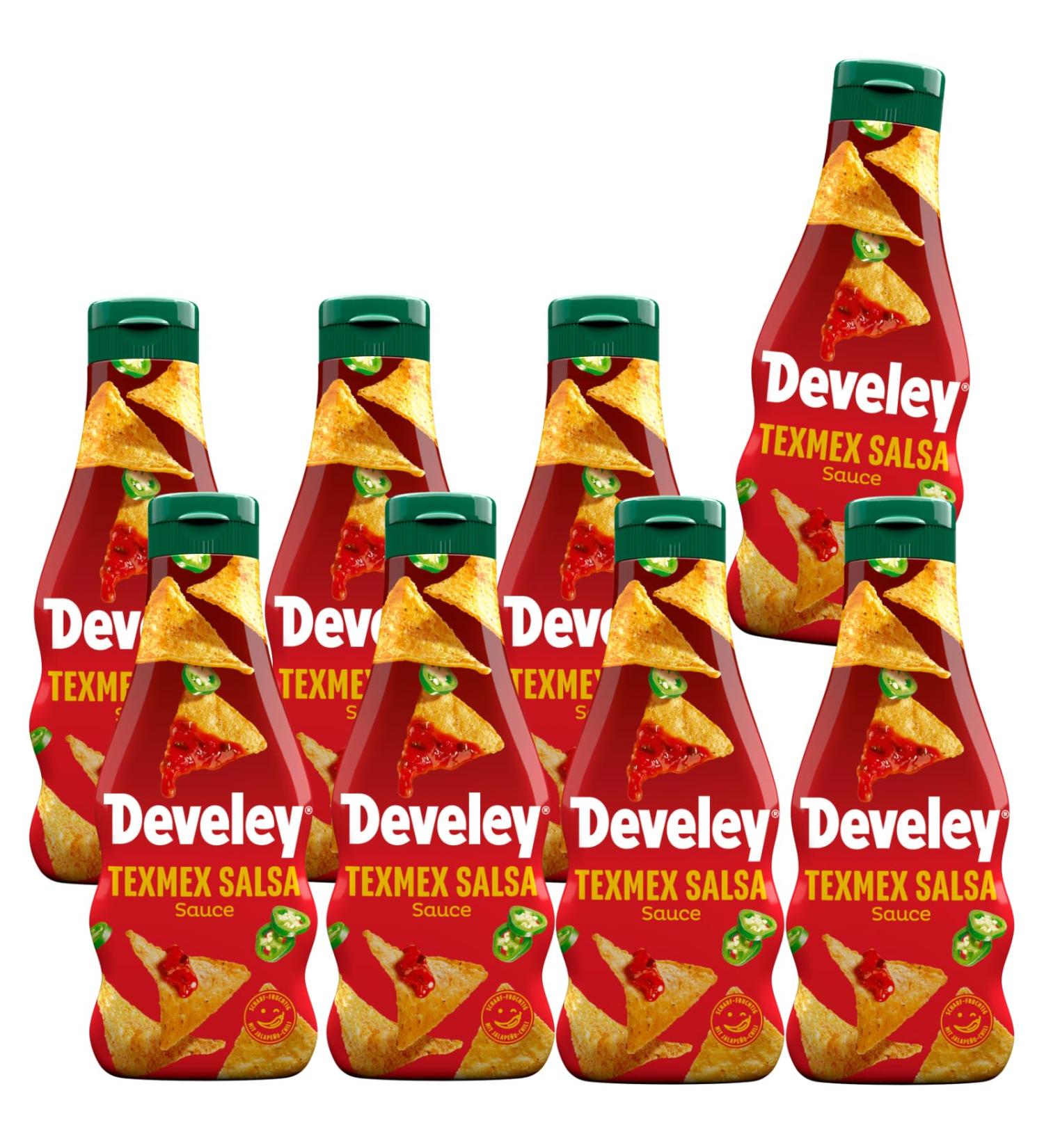 Develey TexMex Salsa Sauce - Pack of 8 (8 x 250ml) | Spicy Jalape o Chili | International Shipping Available - Buy Online on GoSupps.com