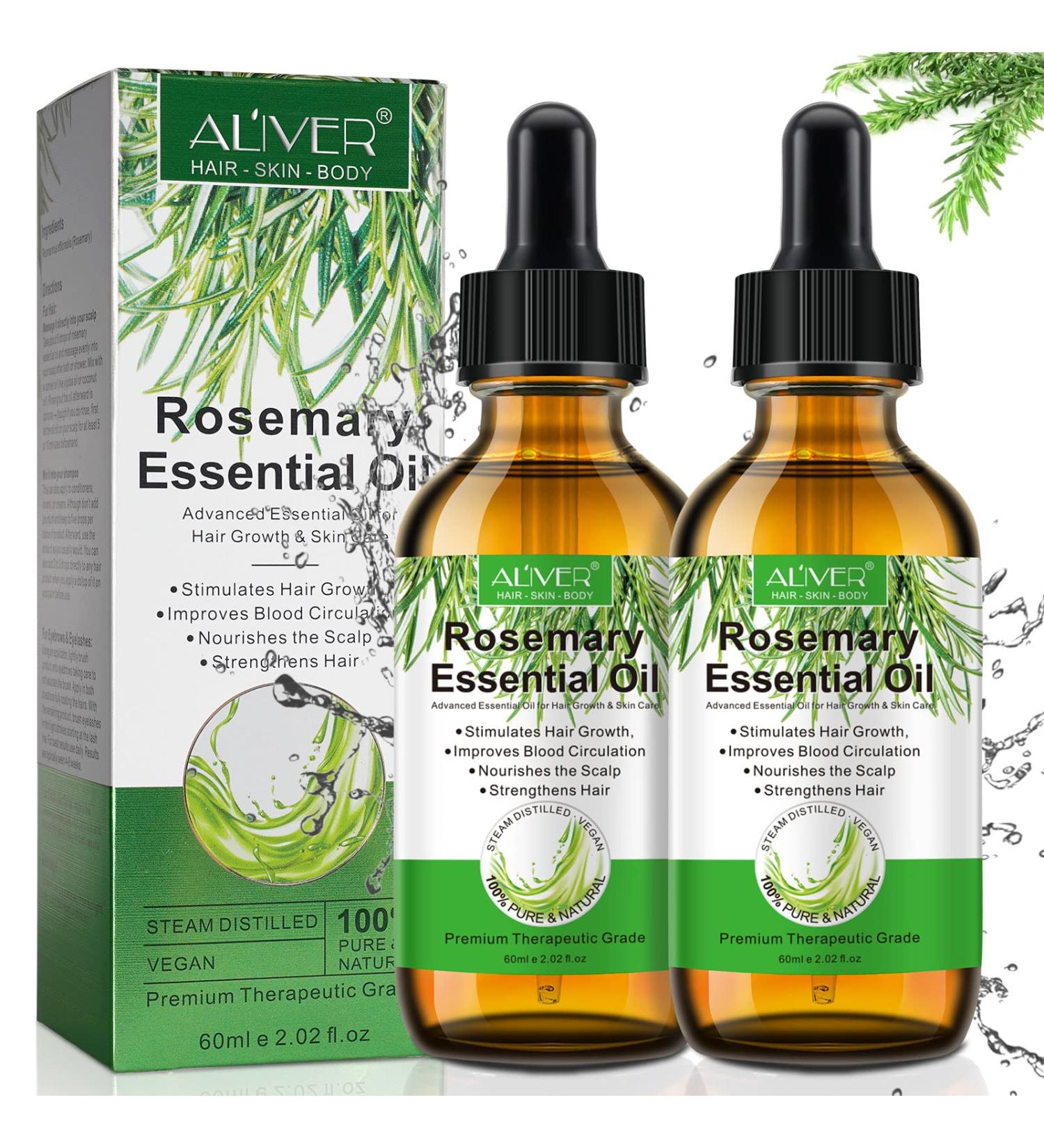 ZODENIS Rosemary Oil for Hair Growth (2 60ML) Organic Essential Oil 100% Pure Natural Deeply Nourishing Scalp Stimulates Growth Thickening Hair Rid of Dry 100 ml - Buy Online on GoSupps.com