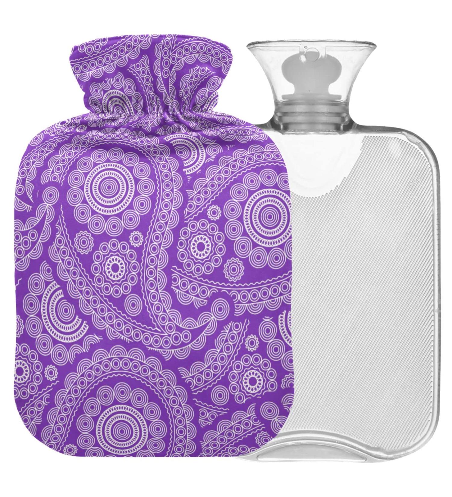 Naanle 2L Hot Water Bottle with Purple Paisley Cover - Relief for Back Pain Hand & Feet Warmer Neck Warmth & Cold Therapy - Ideal for International Shipping - Buy Online on GoSupps.com