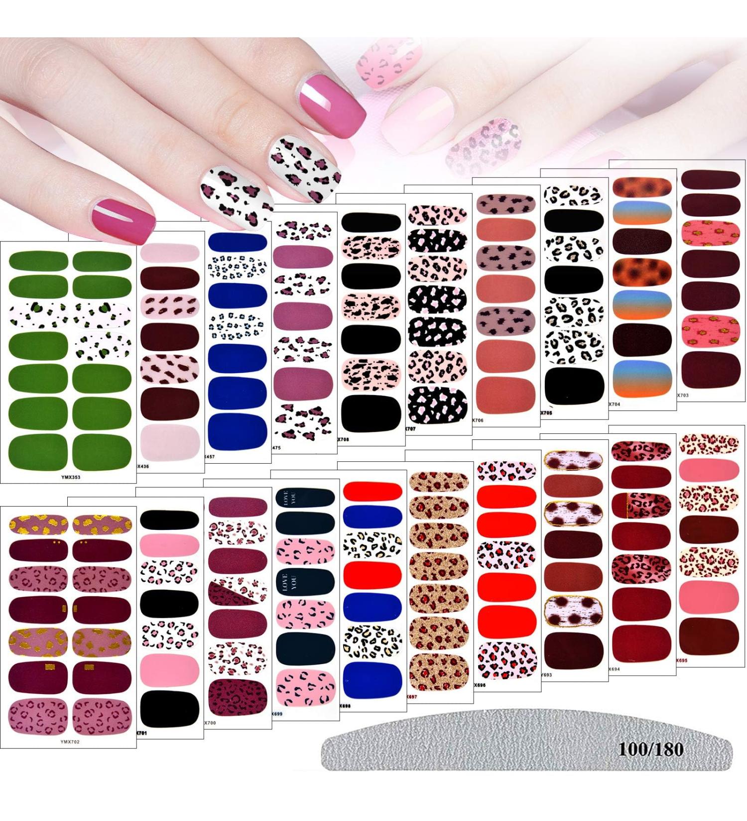 Kalolary 20 Sheet 3D Nail Film & Self-Adhesive Nail Stickers with Nail File - DIY Nail Art for Women & Girls - Buy Online on GoSupps.com