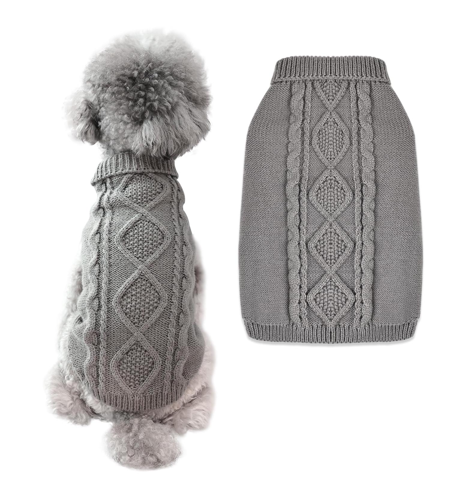 FWLWTWSS Winter Warm Dog Sweater - Soft Knit Roll Collar for Small & Medium Dogs & Cats | Stylish Diamond Design - Buy Online on GoSupps.com