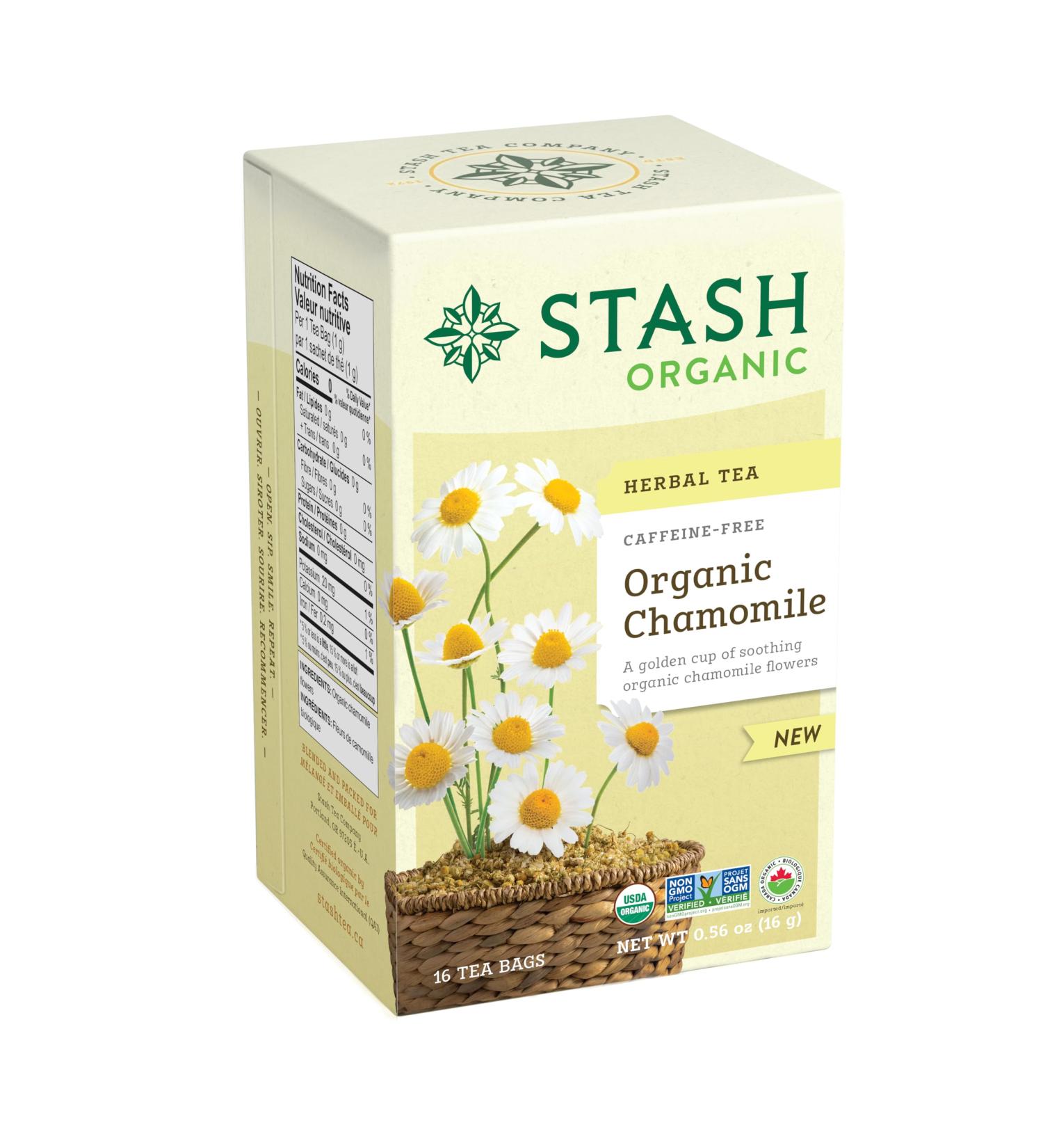 Stash Tea Organic Chamomile Tea Caffeine-Free Non-GMO Project Verified Serve Hot or Iced 96 Tea Bags 16 count (6 pack) - Buy Online on GoSupps.com