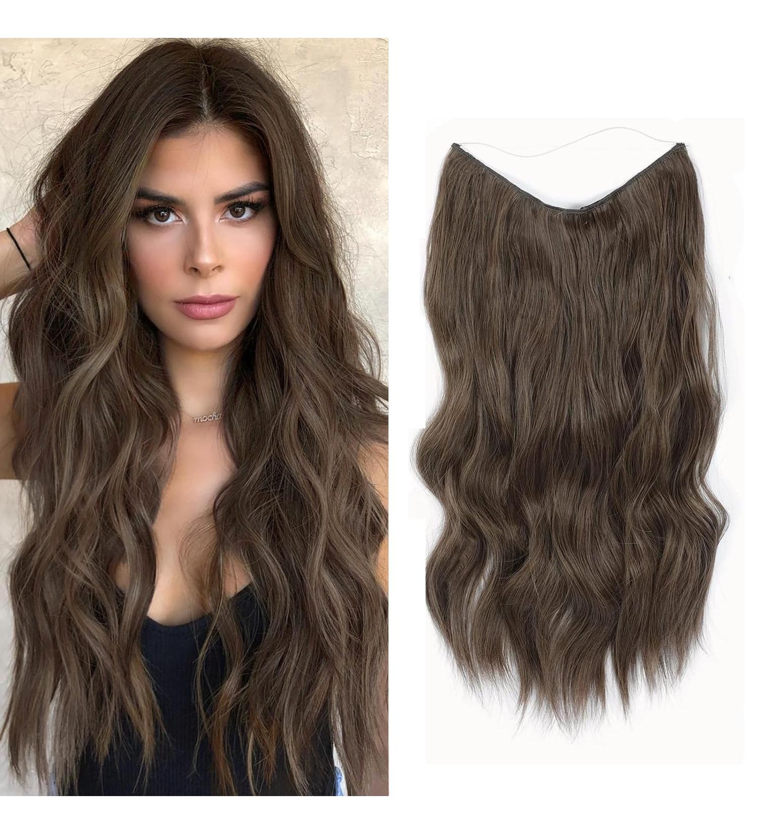 Fine Plus Halo Hair Extension Long Wavy Invisible Wire Hair Extensions with Transparent Adjustable Size 2 Clips Secret Hair Pieces for Women Daily Use-Natural Brown 20 Inch Natural Brown - Buy Online on GoSupps.com