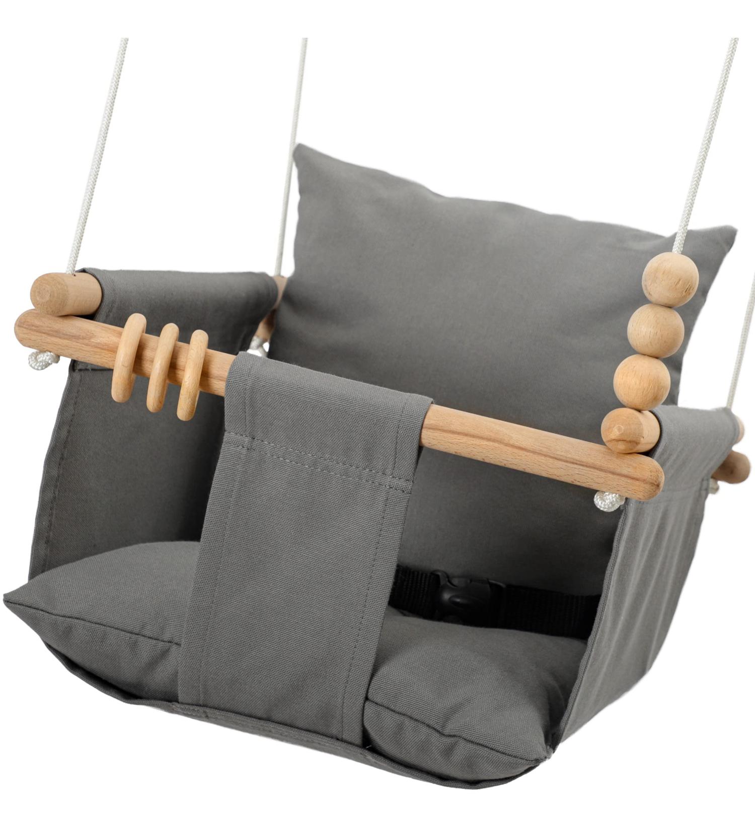Mass Lumber Canvas Baby Swing Outdoor Indoor with Safety Belt - Dark Gray | Toddler Age 1-3 | Ceiling Hardware Included - Buy Online on GoSupps.com