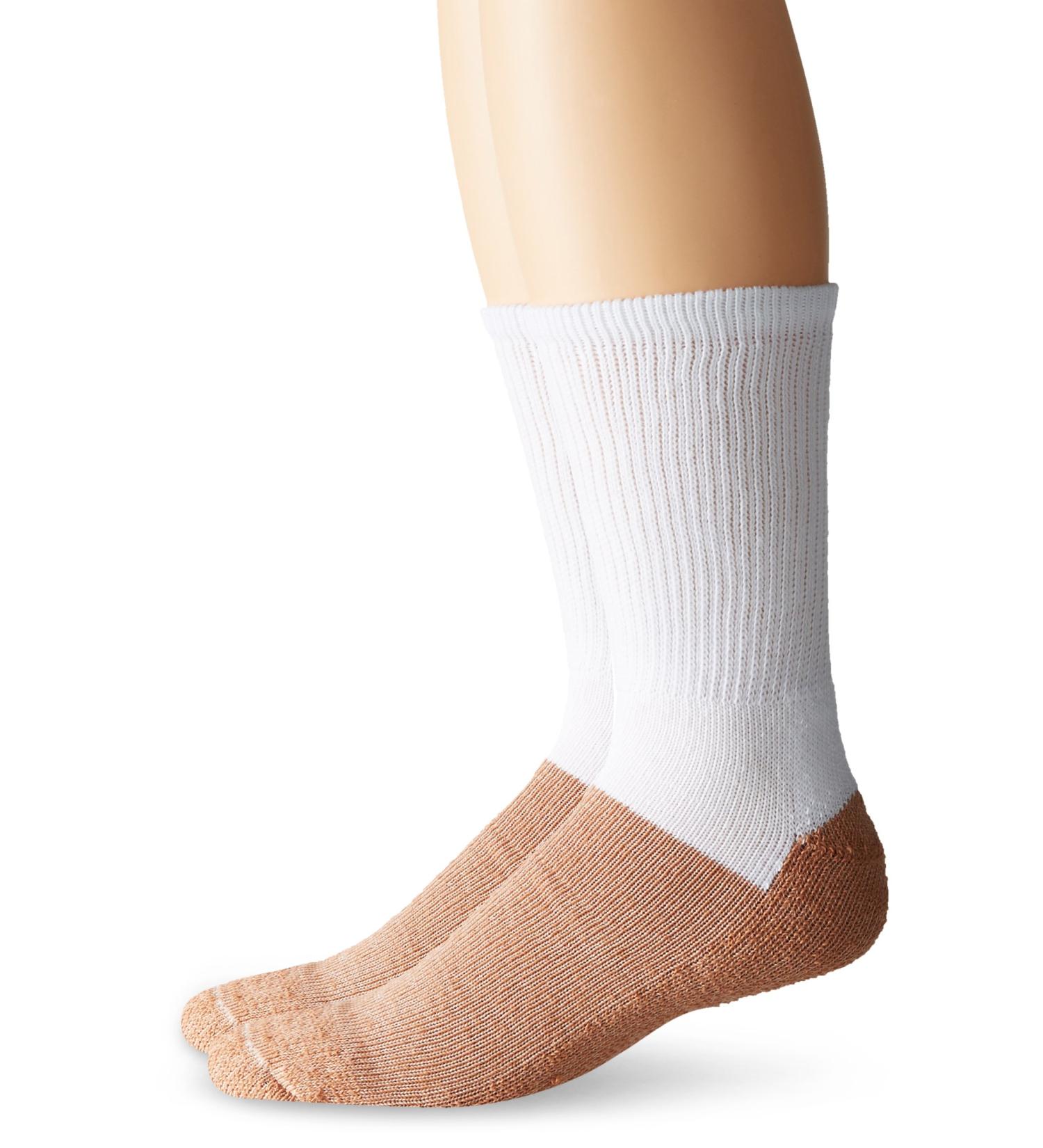 Copper Sole Men's Cupron Pro Therapy Diabetic Crew Socks Without Logo  White  Shoe Size: 4-10