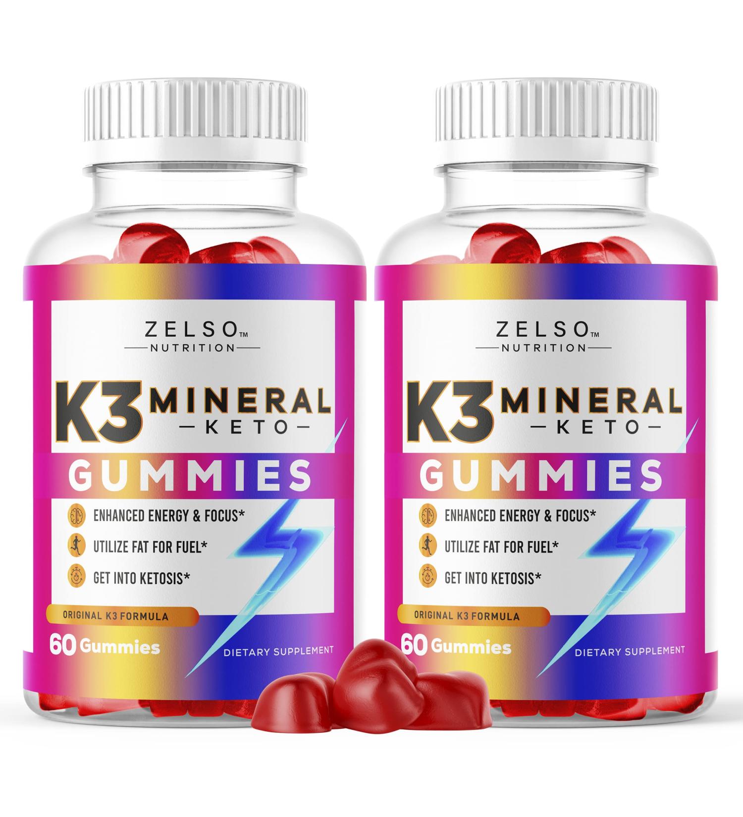 Zelso Nutrition K3 Mineral Gummies: 2 Pack - Advanced Vitamins + Multivitamin, 60 Day Supply - Buy Online on GoSupps.com