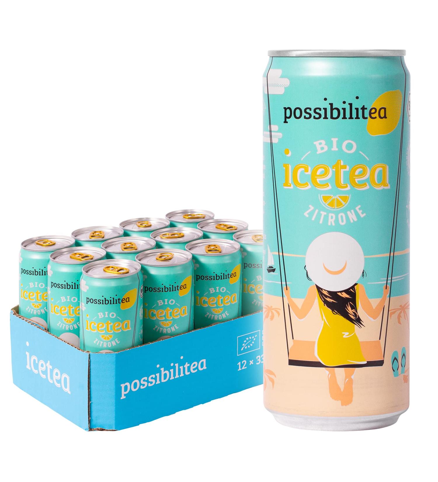 Possibilitea Bio Iced Citric - Organic Lemon Iced Tea (12x330ml Cans) | Vegan & Climate Neutral | Refreshing Cold Beverage - Buy Online on GoSupps.com