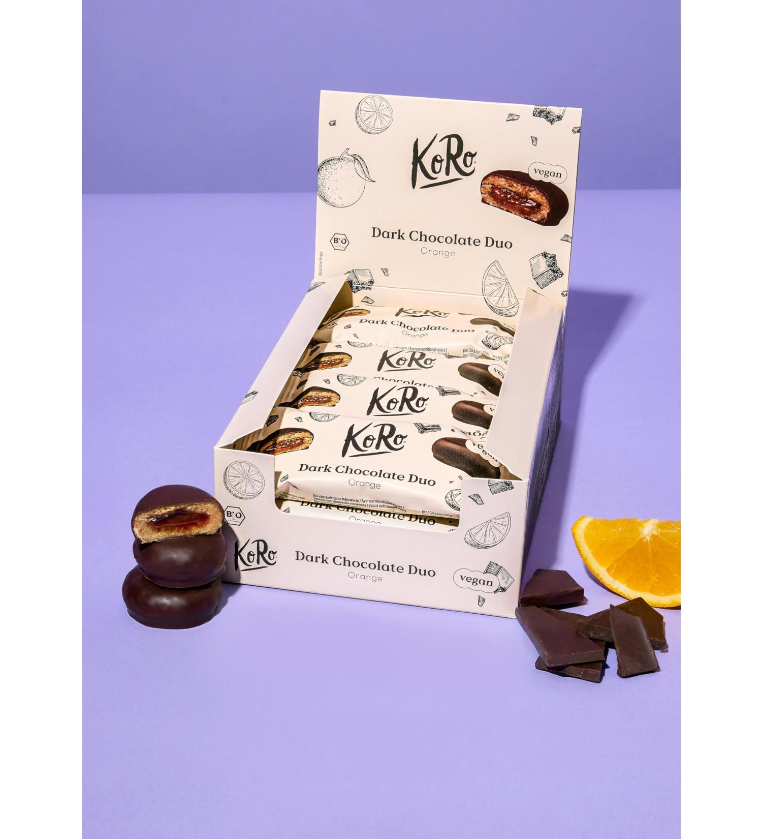 KoRo - Bouch es de chocolat noir bio l'orange 12 x 2 x 20 g - Base d'avoine et de noix de cajou - Garniture fruit e l'orange - Vegan - Buy Online on GoSupps.com