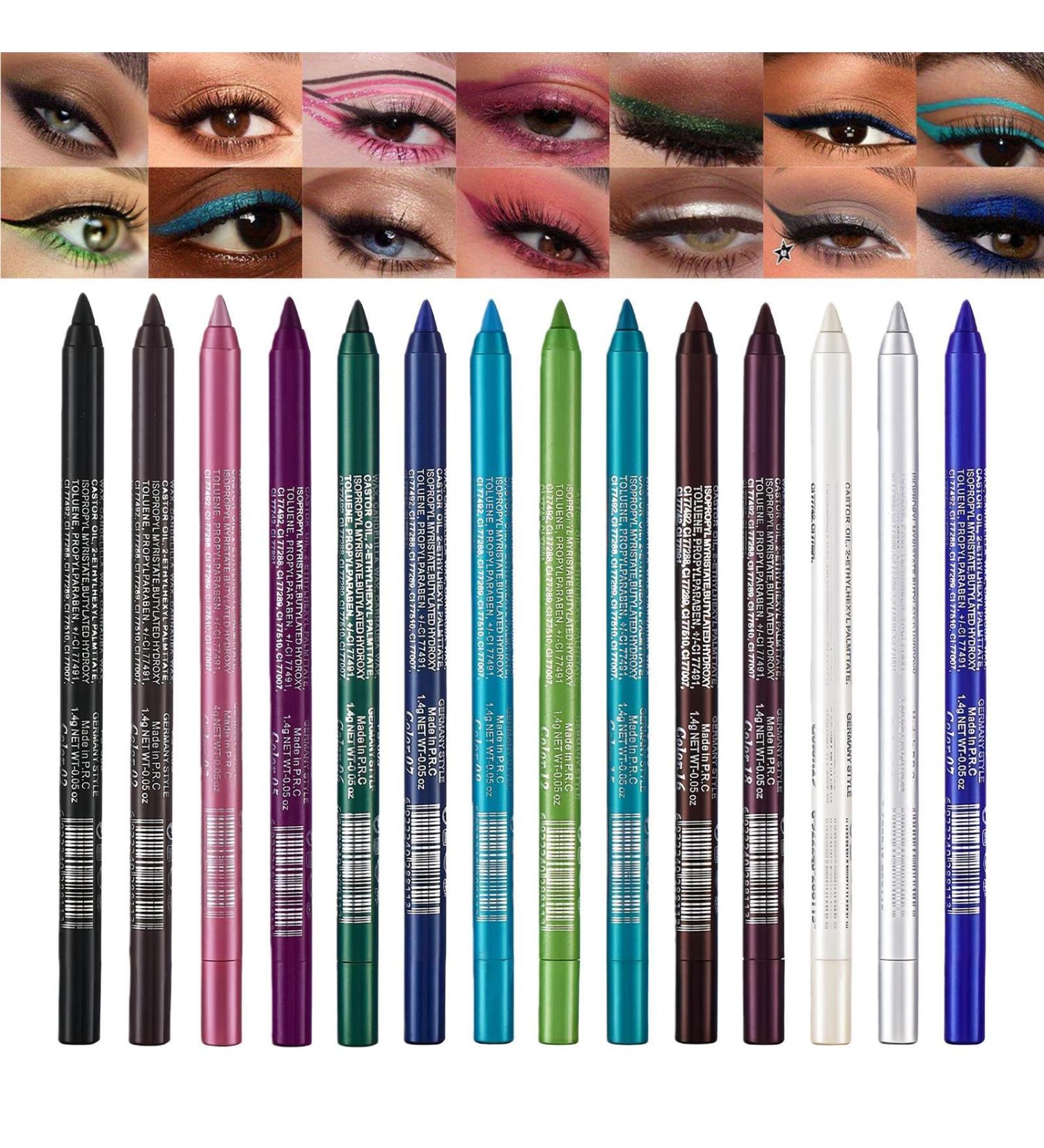 Colored Eyeliner | 14 Waterproof Makeup Pencils - Long-Lasting Pencil - For Women Wives Girlfriends Makeup Enthusiasts Beginners Parties Cosplay Everyday Life Christmas - Buy Online on GoSupps.com