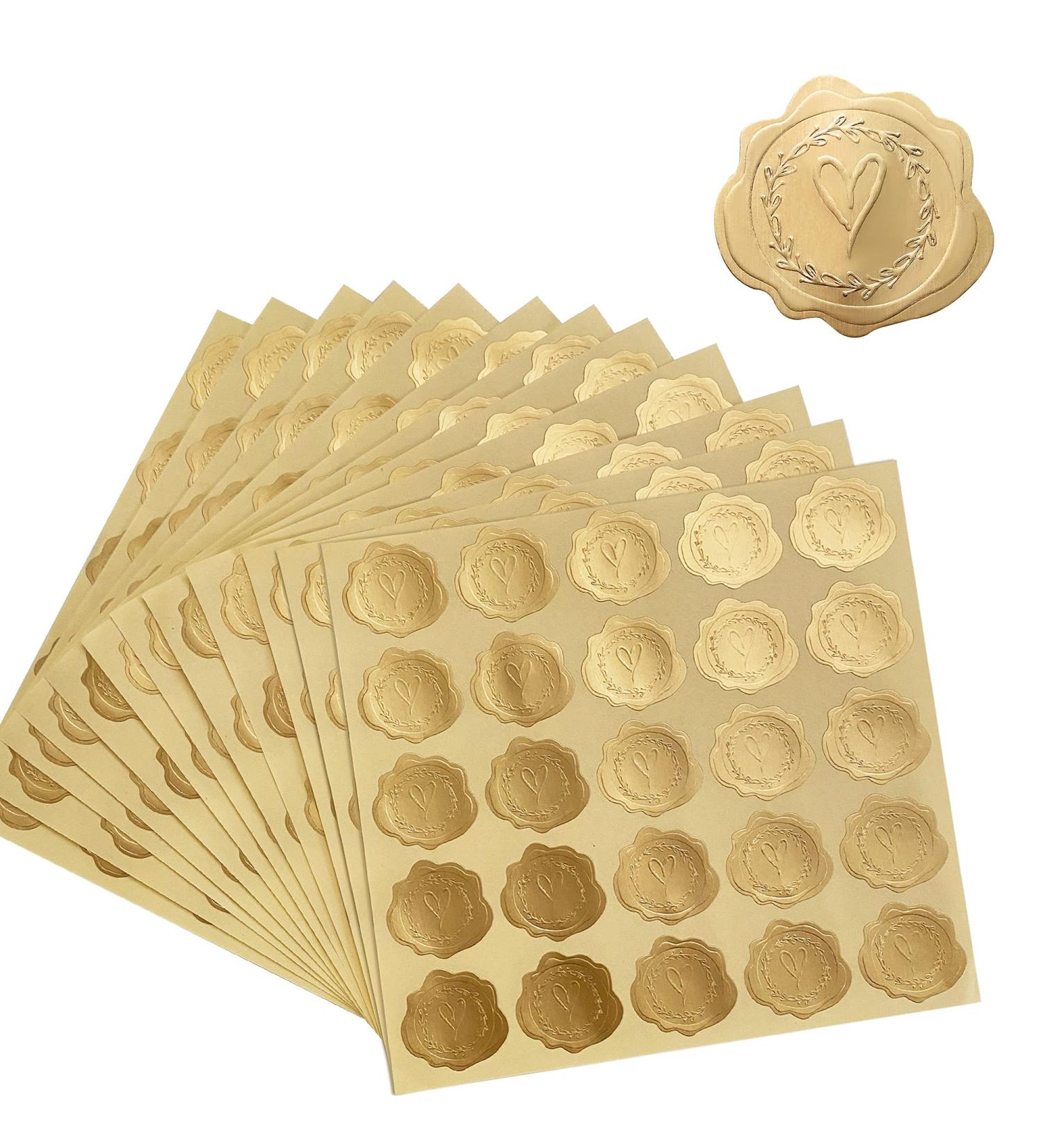 DreamBuilt 300pcs Gold Embossed Wax Seal Looking Heart Envelope Seals for Wedding Invitations / Greeting Cards / Party Favors  Self-Adhesive - Buy Online on GoSupps.com