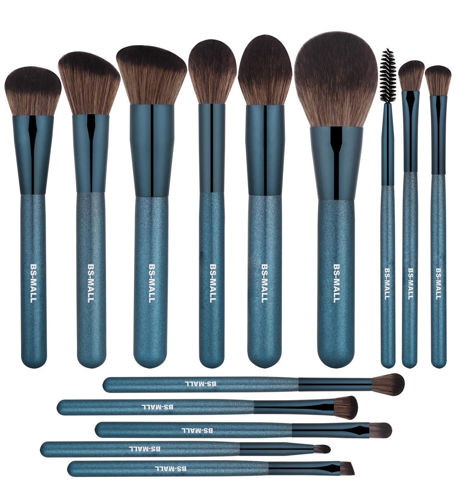 BS-MALL Makeup Brush Set 14Pcs Professional Synthetic Brushes for Foundation, Powder, Concealer, Eye Shadows, Blush - Deep Starry Blue - Buy Online on GoSupps.com