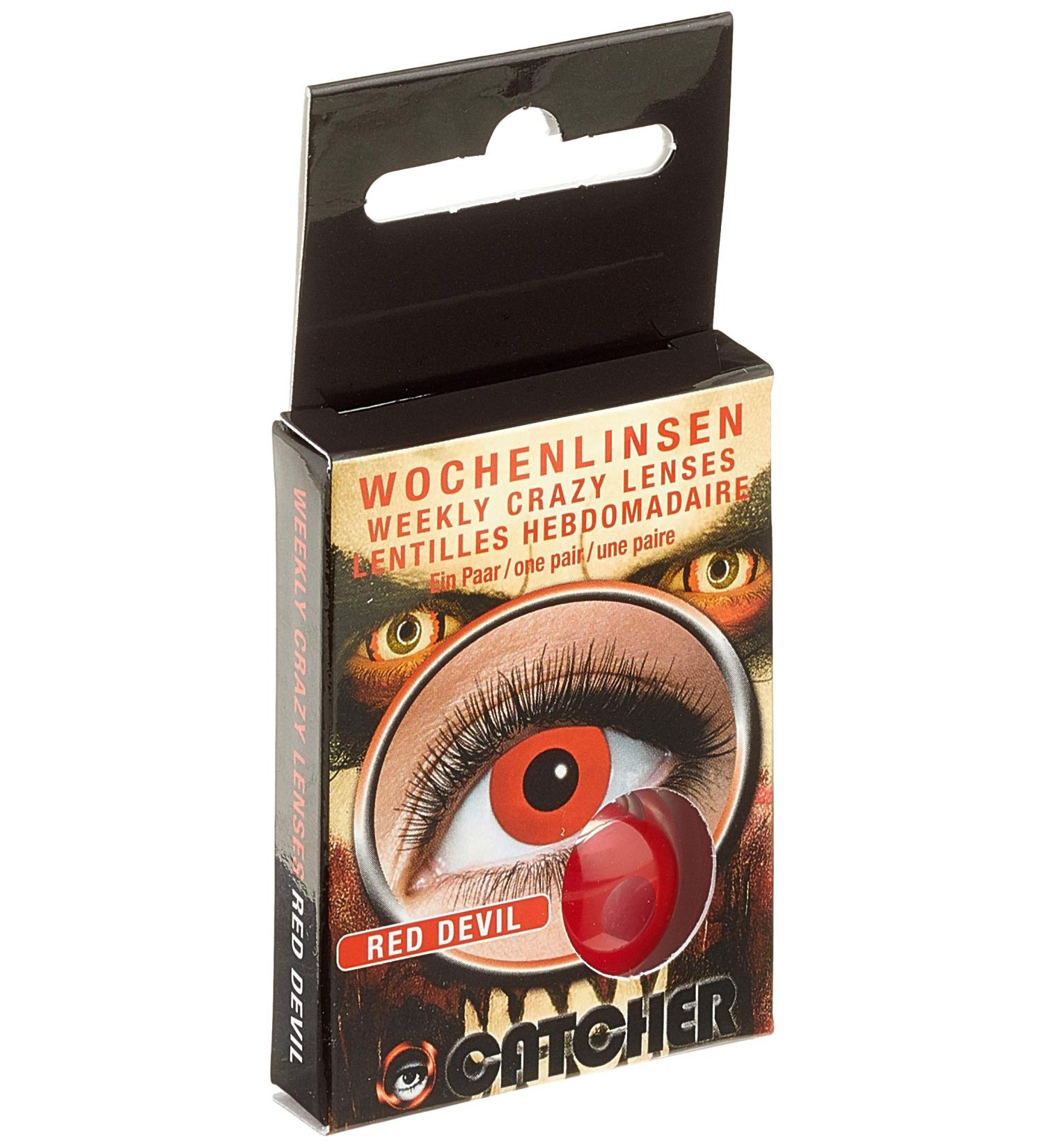 Eyecatcher 84095241-w03 - Colored contact lenses 1 pair weekly lens red carnival Mardi Gras Halloween