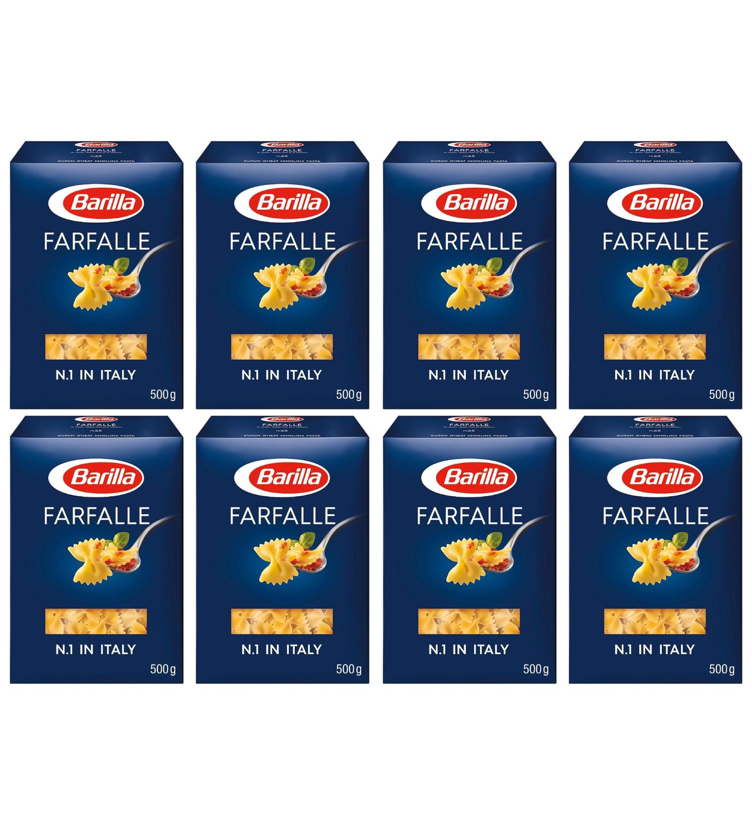 Barilla Farfalle Pasta 500g | Farfalle Durum Wheat Short Pasta | Authentic Authentic Italian Taste | GMO Free | Create Delicious Pasta Meals | Pack of 8 - Buy Online on GoSupps.com