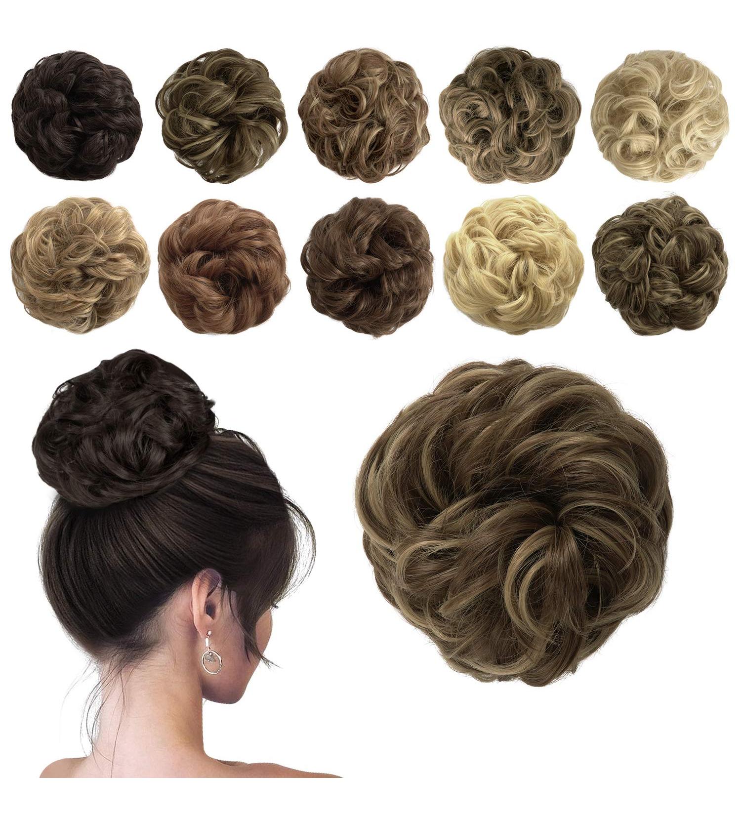 Sofeiyan Hair Ties & Extensions for Women - Golden Brown & Light Blonde Chignon Hairstyles Wavy Updos 40g - Buy Online on GoSupps.com