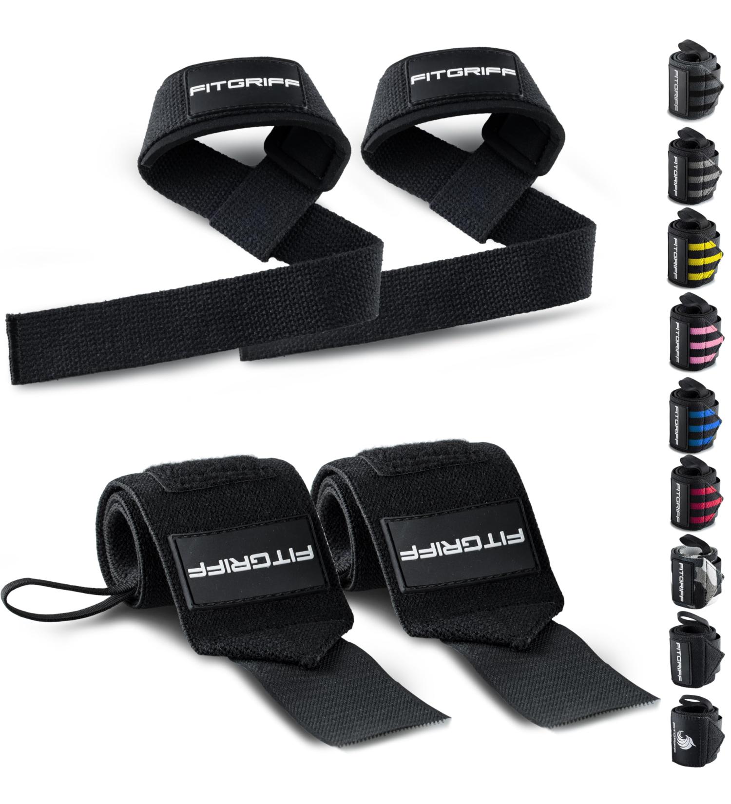 Fitgrand Wrist Bandages & Tensile Aids (2 Set) | Optimal Support for Strength Training Fitness Bodybuilding Weightlifting - Unisex Black - Buy Online on GoSupps.com