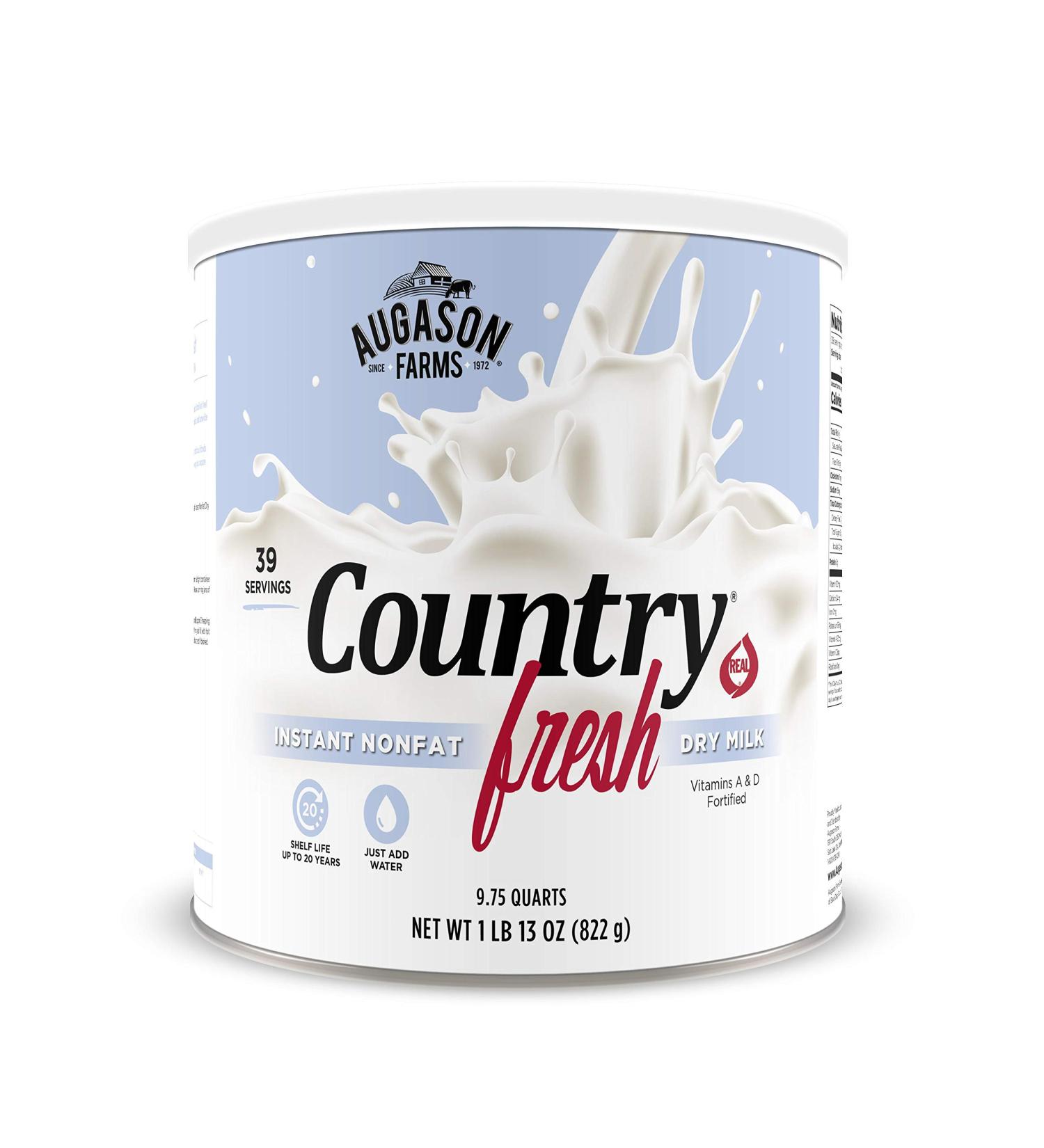 Augason Farms 5-90620 Country Fresh Instant Nonfat Dry Milk 1 lb 13 oz - 100% Real | High-Quality Dairy Product - Buy Online on GoSupps.com