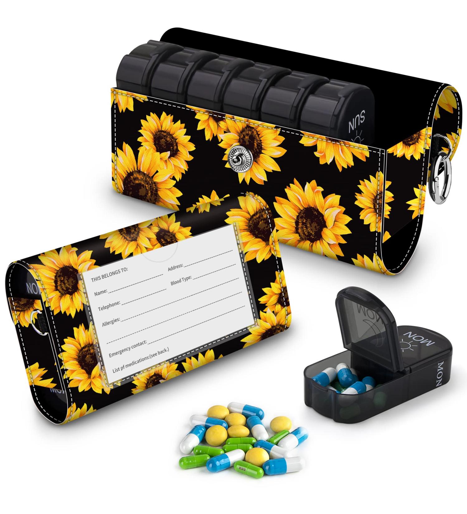 BVYA Weekly Travel Pill Organizer Case - 2x Daily Medication Reminder for 7 Days | Includes Printed Leather Carrying Case - International Shipping Available - Buy Online on GoSupps.com