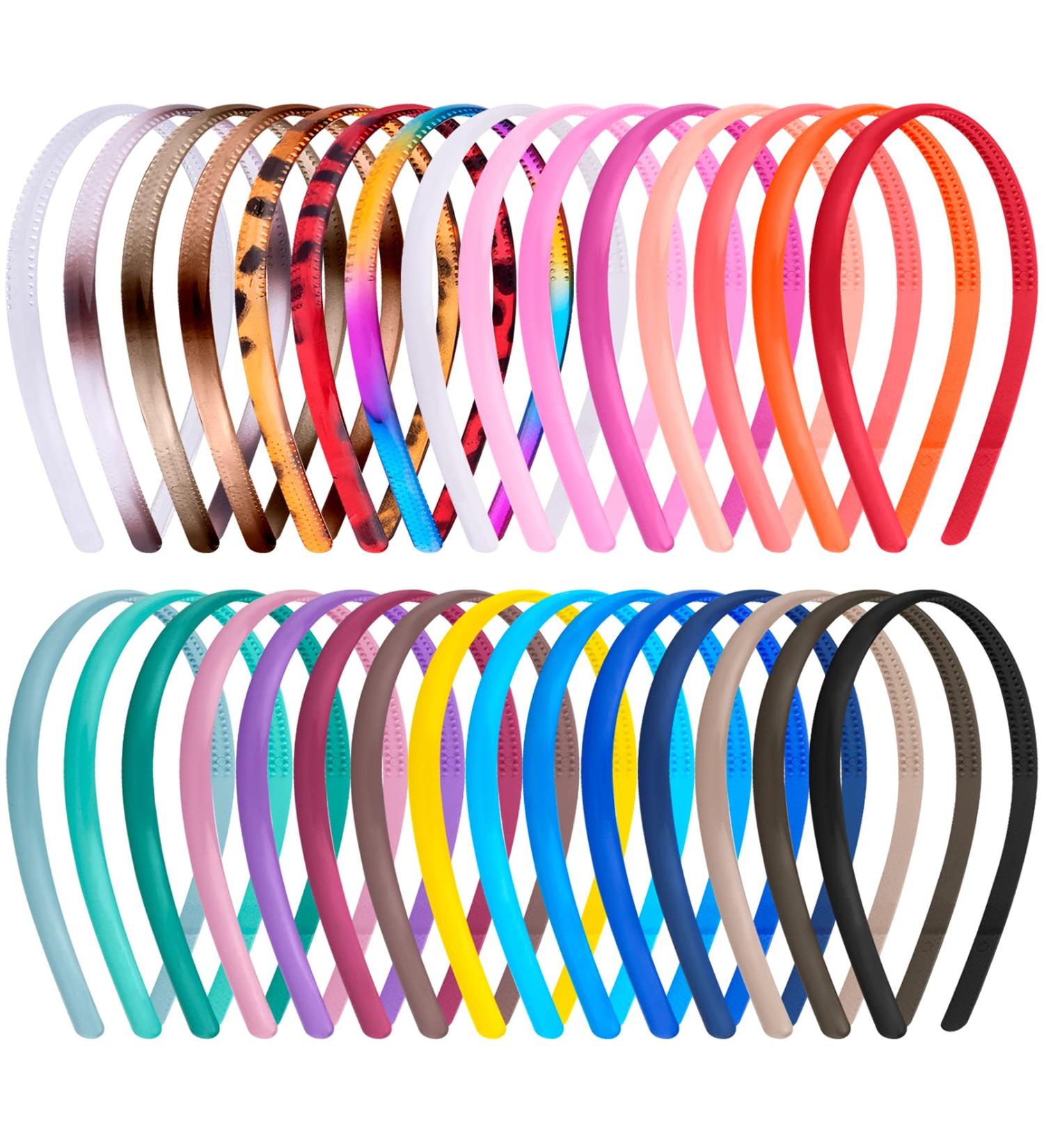 Duufin 30-Piece Colorful Plastic Headbands for Girls and Women - Thin Plain Headbands with Teeth - 0.8cm Width - Multicolored - Buy Online on GoSupps.com