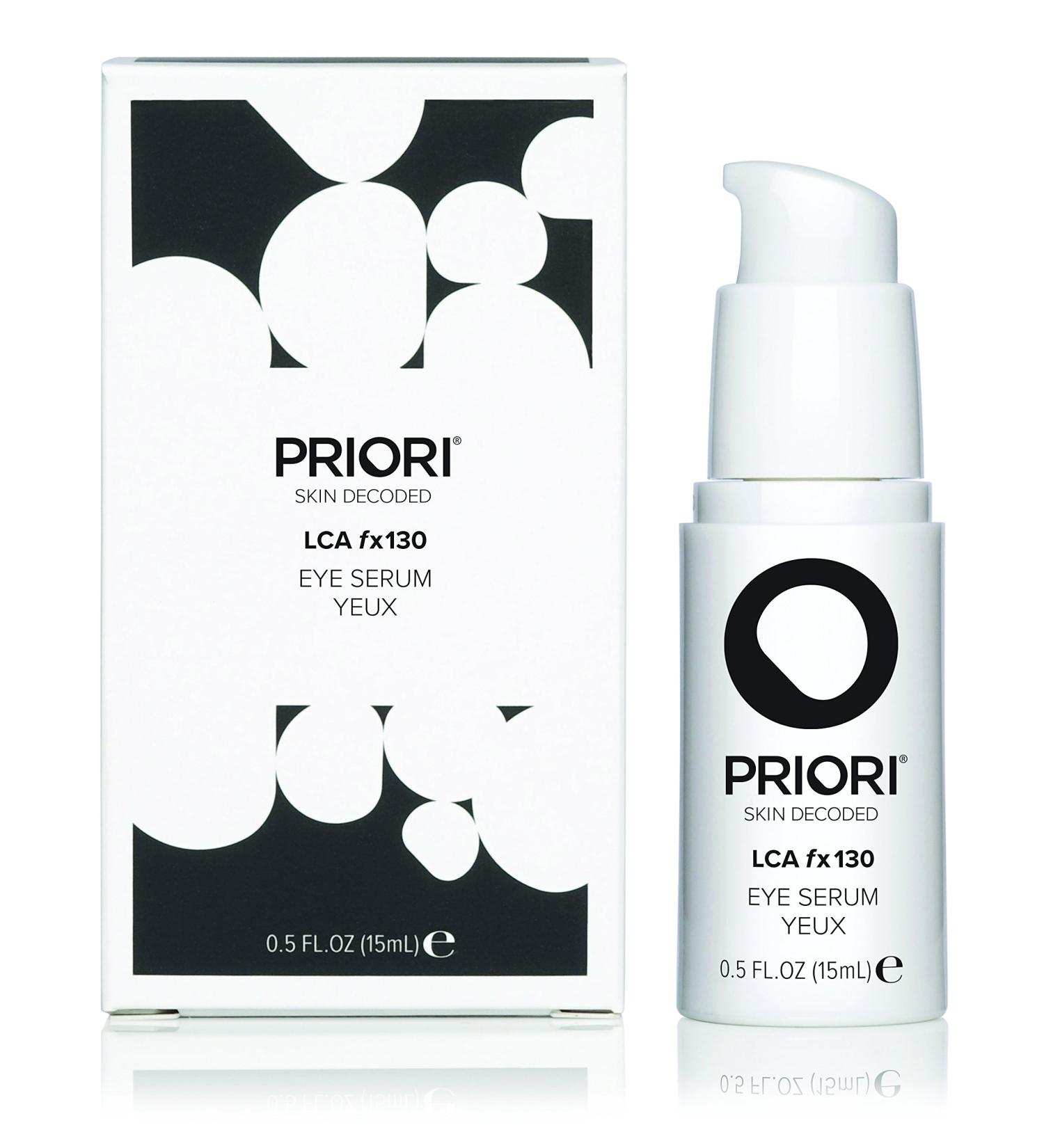 Priori Skincare Eye Serum with AHA, Lactic Acid, Caffeine, Vitamin C & E - Firming, De-puffing Gel for Dark Circles & Wrinkles - 0.5 fl oz - Buy Online on GoSupps.com