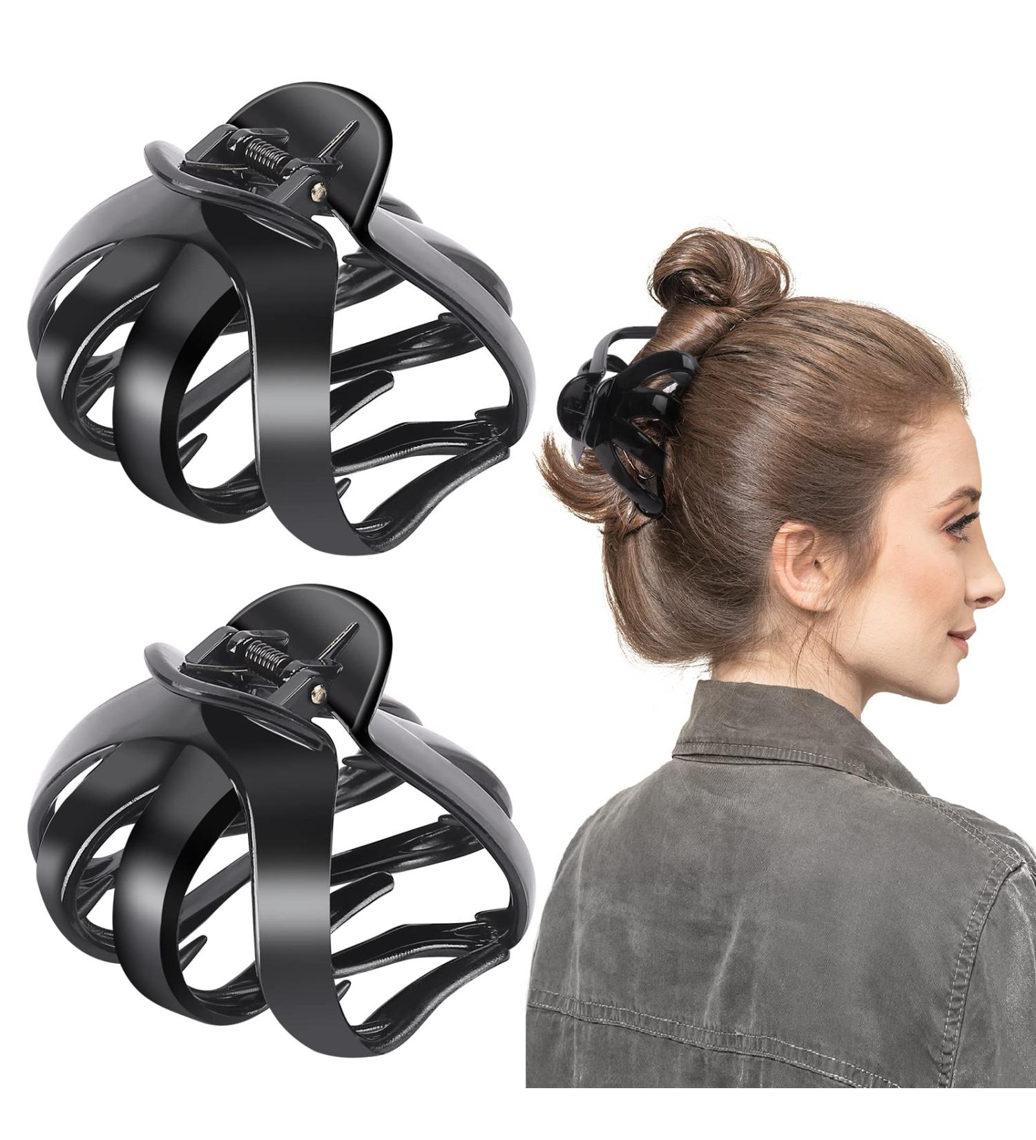 AMMON Large Black Octopus Hair Claw Clips for Women - No-Slip Strong Hold Styling Accessory (2 Pcs) - Buy Online on GoSupps.com
