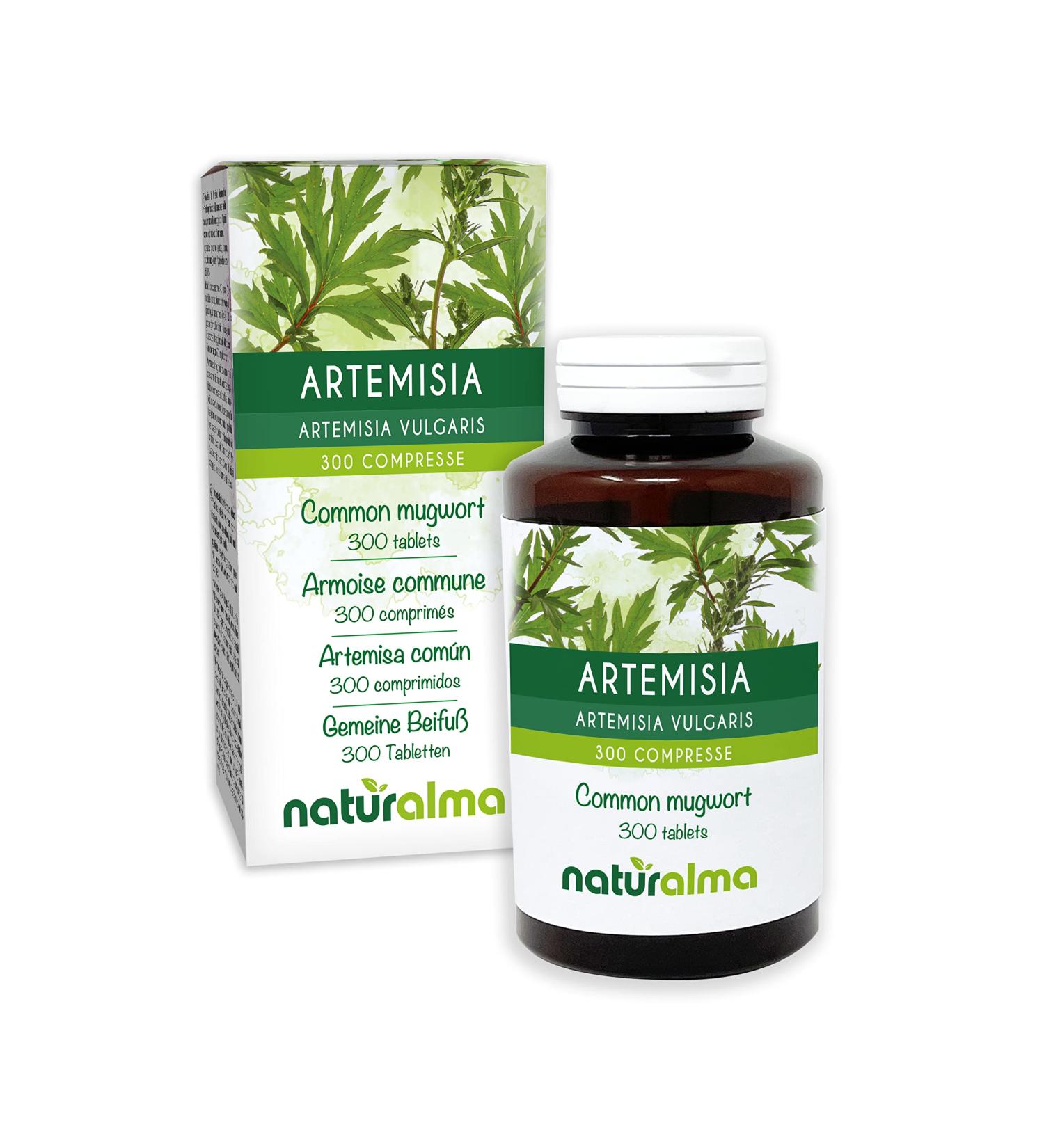 Common Mugwort (Artemisia vulgaris) Herb with Flowers Naturalma - 150 g - 300 Tablets - Dietary Supplement - Natural and Vegan - Buy Online on GoSupps.com