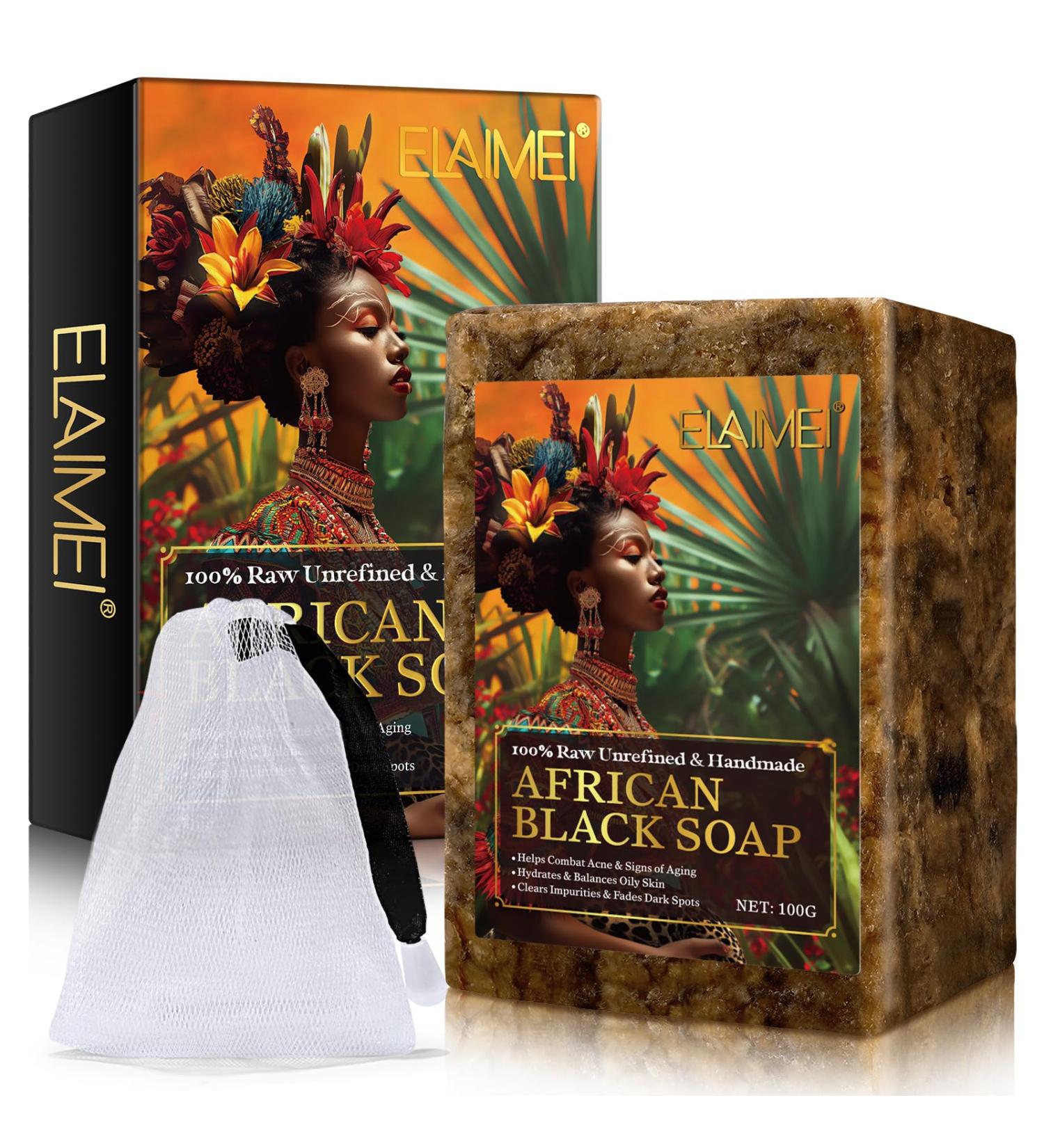 African Black Soap 100G Handmade Organic African Black Soap Moisturizes & Balances Oily Skin Helps Fight Acne & Anti Aging Fades Dark Spots - Buy Online on GoSupps.com