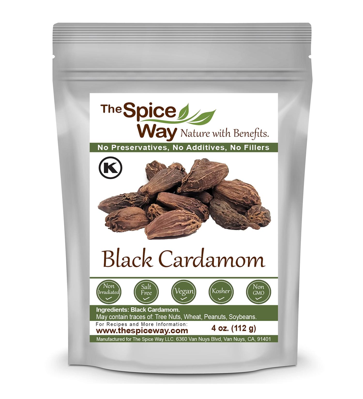 The Spice Way Black Cardamom - 4 oz Whole Black Pods | Premium Quality - Buy Online on GoSupps.com