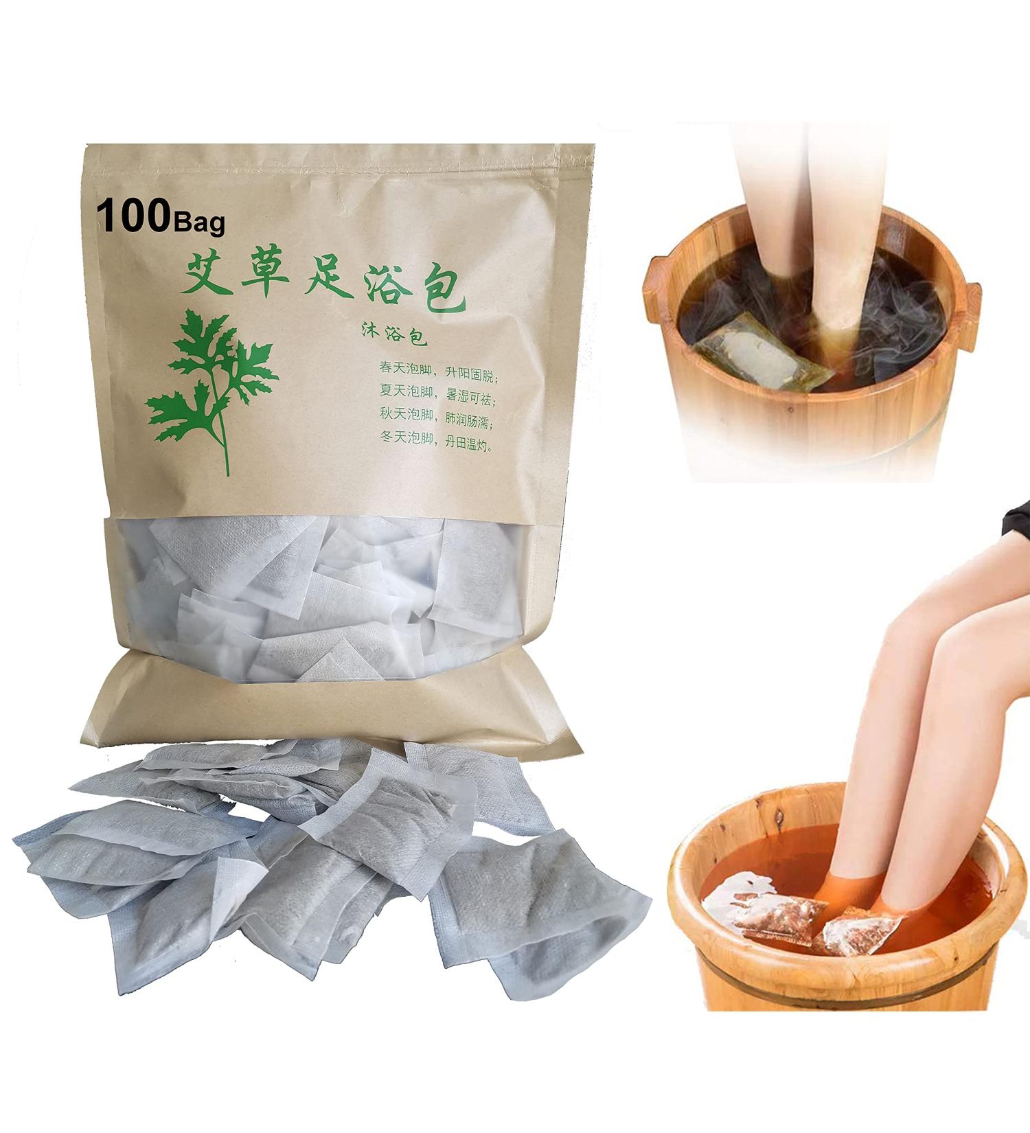 AMTOOCH 100bag Natural Mugwort Herb Foot Soak Powder for Relaxing Spa Massage - Buy Online on GoSupps.com