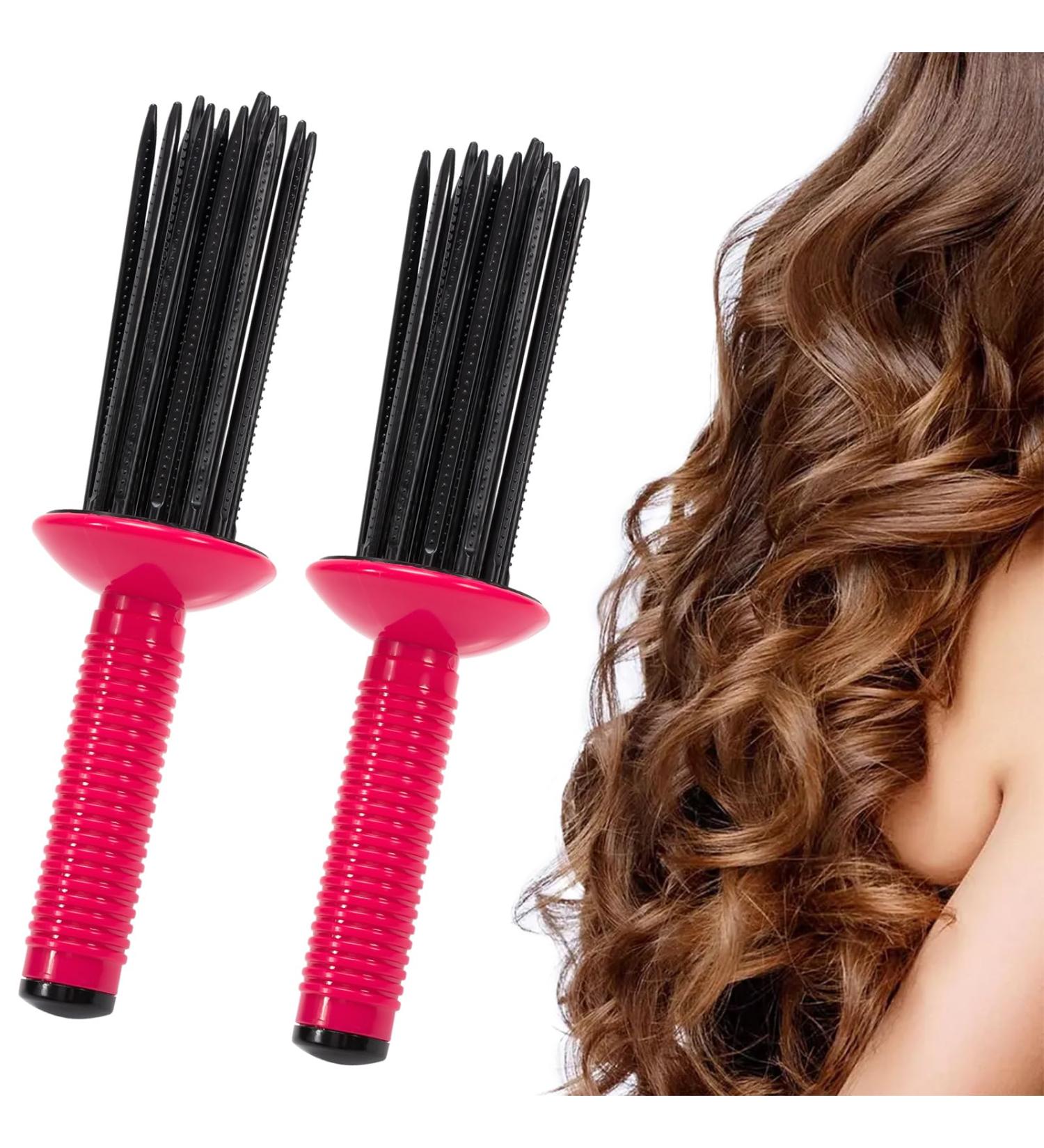 2pcs Curling Roll Comb Curly Hair Brush Air Volume Comb Hair Fluffy Curling Roll Comb 17 Teeth Round Curly Hair Comb Styler Hair Curler Curling Roller Hair Styler Comb for Women Girls 2 Pack Red - Buy Online on GoSupps.com