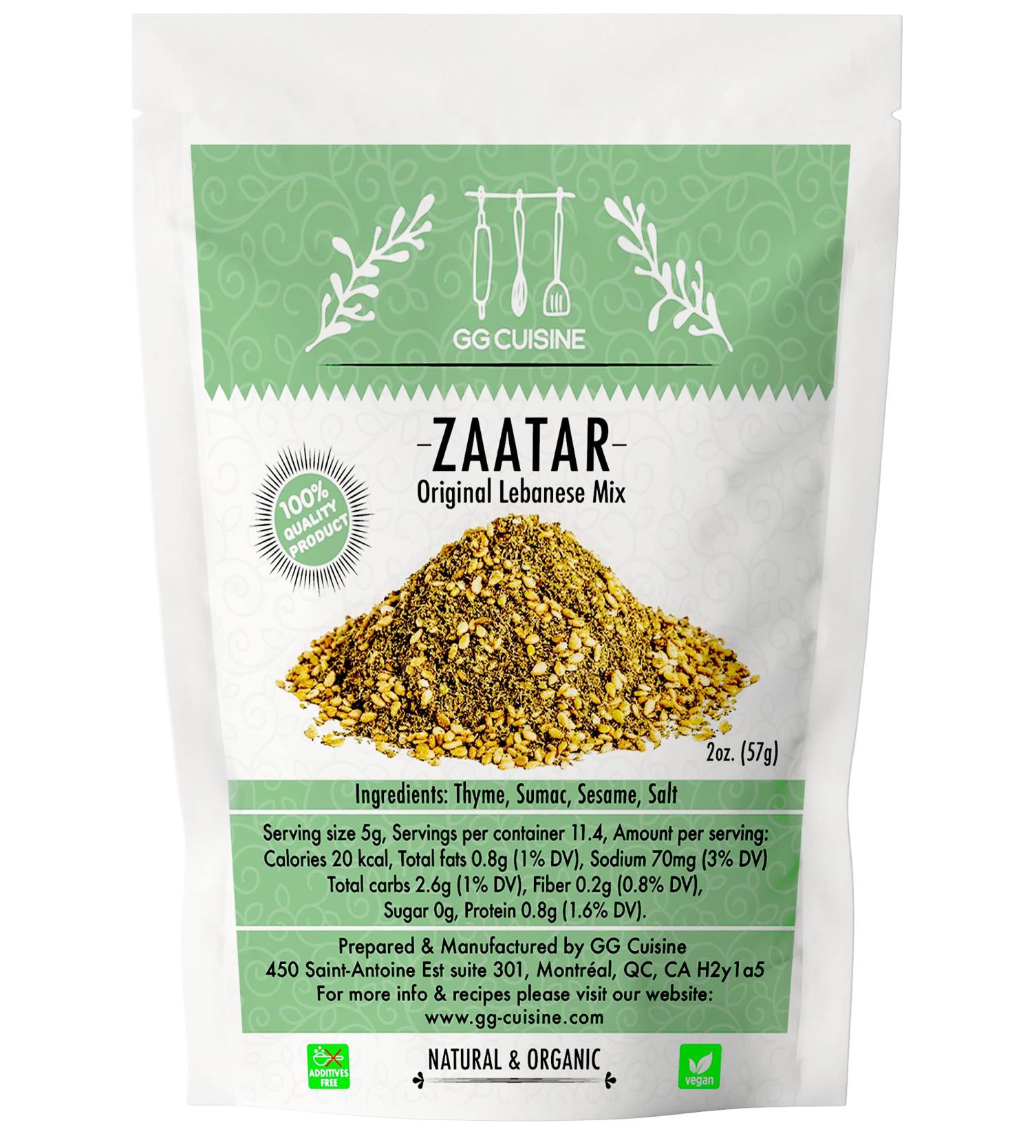 Premium Lebanese Zaatar Spice Blend with Toasted Sesame Seeds, Dried Thyme, and Sumac | Versatile Seasoning for Steak, Bagels, Dips | Low Sodium Organic Spices | 2oz Pack - Buy Online on GoSupps.com