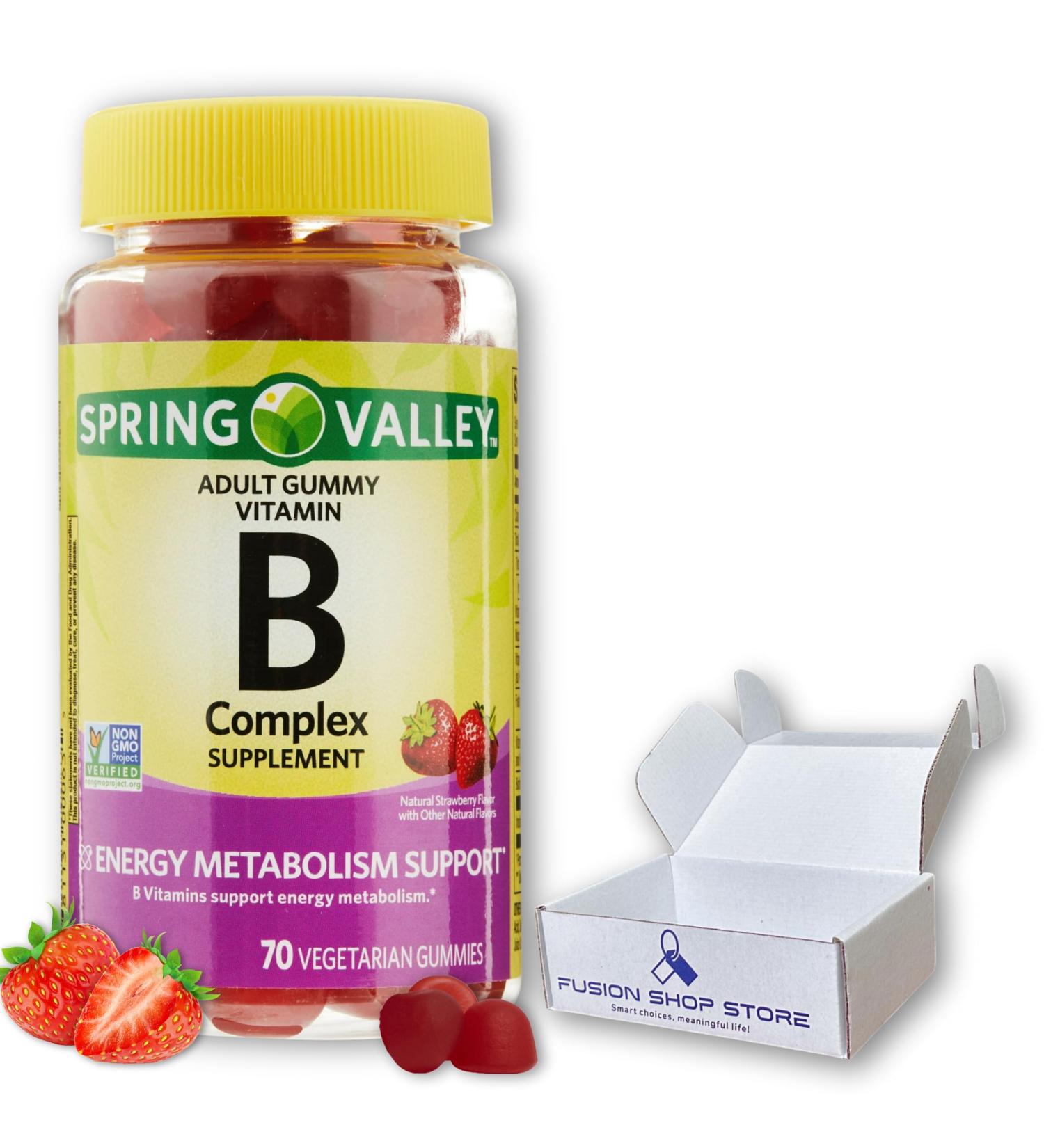 B Complex Gummies- Strawberry 70 Count (Pack of 1) Boxed by Fusion Shop Store - Buy Online on GoSupps.com