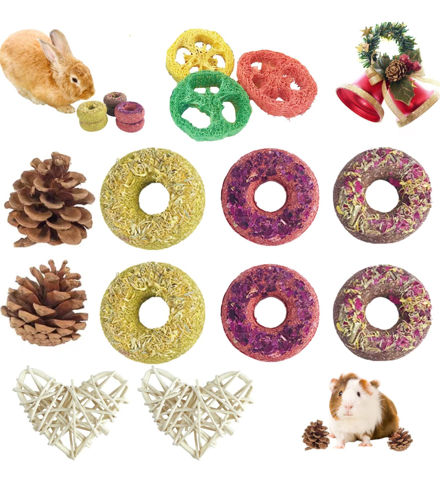 Lacrima Rabbit Chew Toys Donuts 13PCS - Natural Bunny & Guinea Pig Teeth Health Treats - Buy Online on GoSupps.com