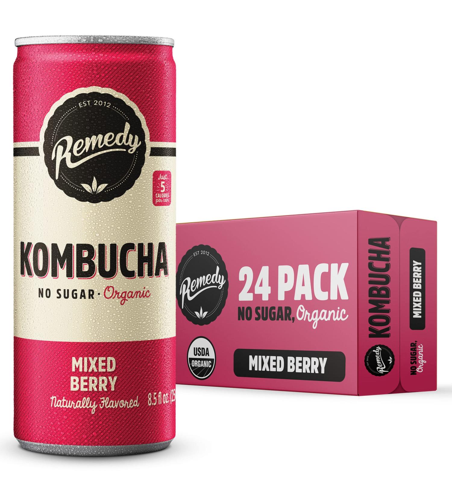 Remedy Organic Sugar-Free Keto Kombucha Tea - Mixed Berry 8.5 Fl Oz (24-Pack) - Buy Online on GoSupps.com