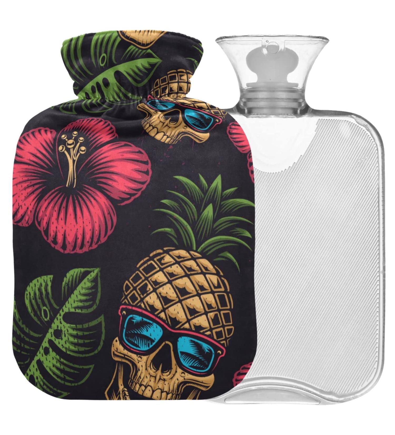 Naanle Hawaii Flower Skull Heat Flashing Transparent Hot Water Bottle - 1L Hand/Foot Warmer for Pain Relief & Cold Therapy - Buy Online on GoSupps.com
