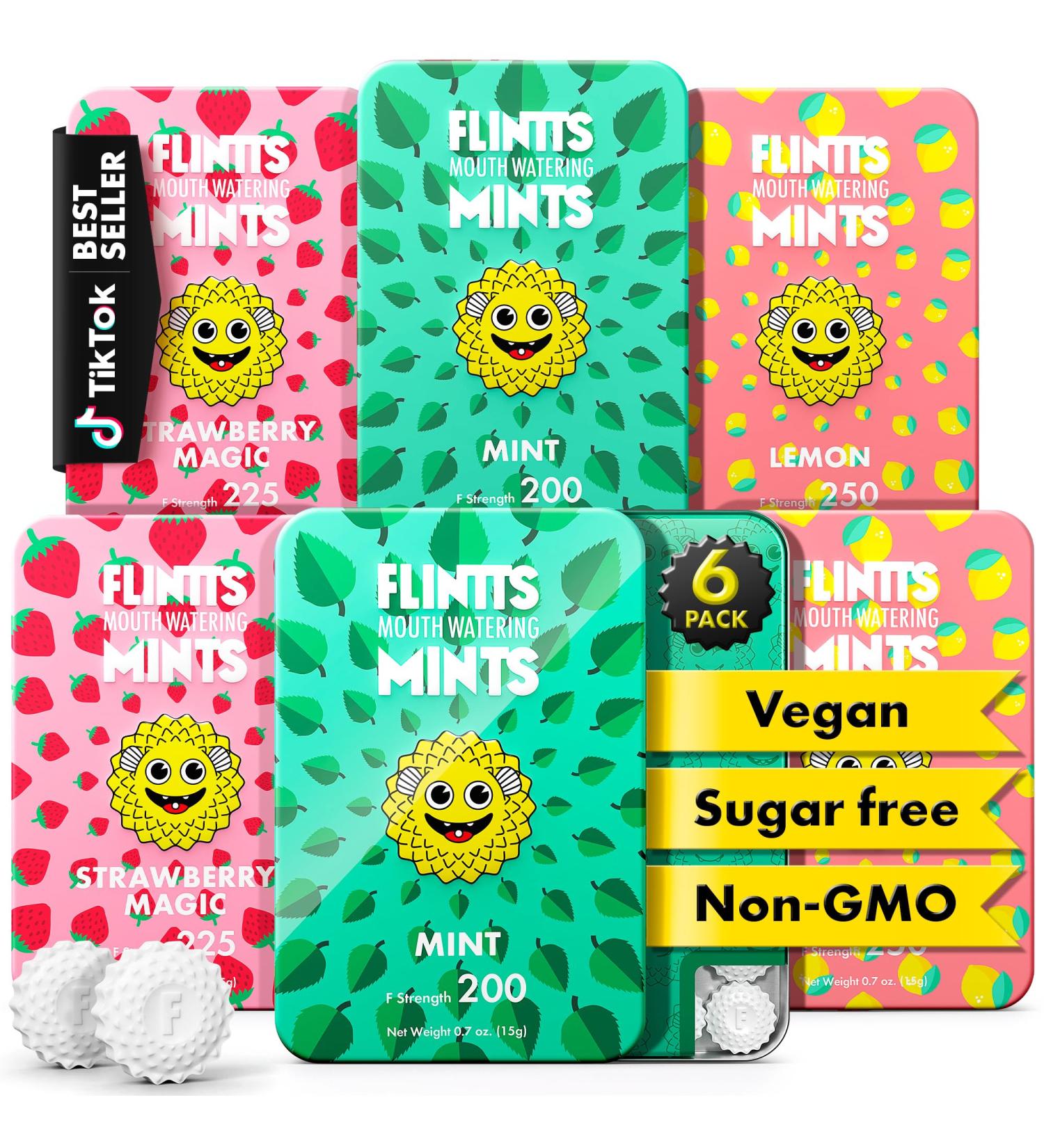 Flintts Mints After Party Pack Sugar Free Mouthwatering Mints for Dry Mouth Relief & Freshness Vegan Oral Health Support with Sparkle Effect Pocket Travel Saliva Substitute Lozenges Alternative - Buy Online on GoSupps.com