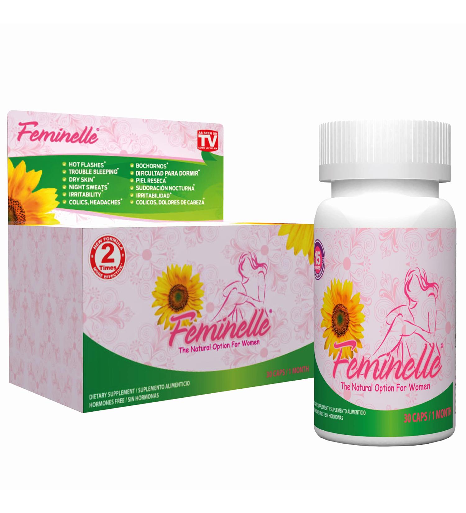 FEMINELLE Menopause Supplement - 1 Month Supply for Fast Relief from PMS & Menopause Symptoms - Buy Online on GoSupps.com