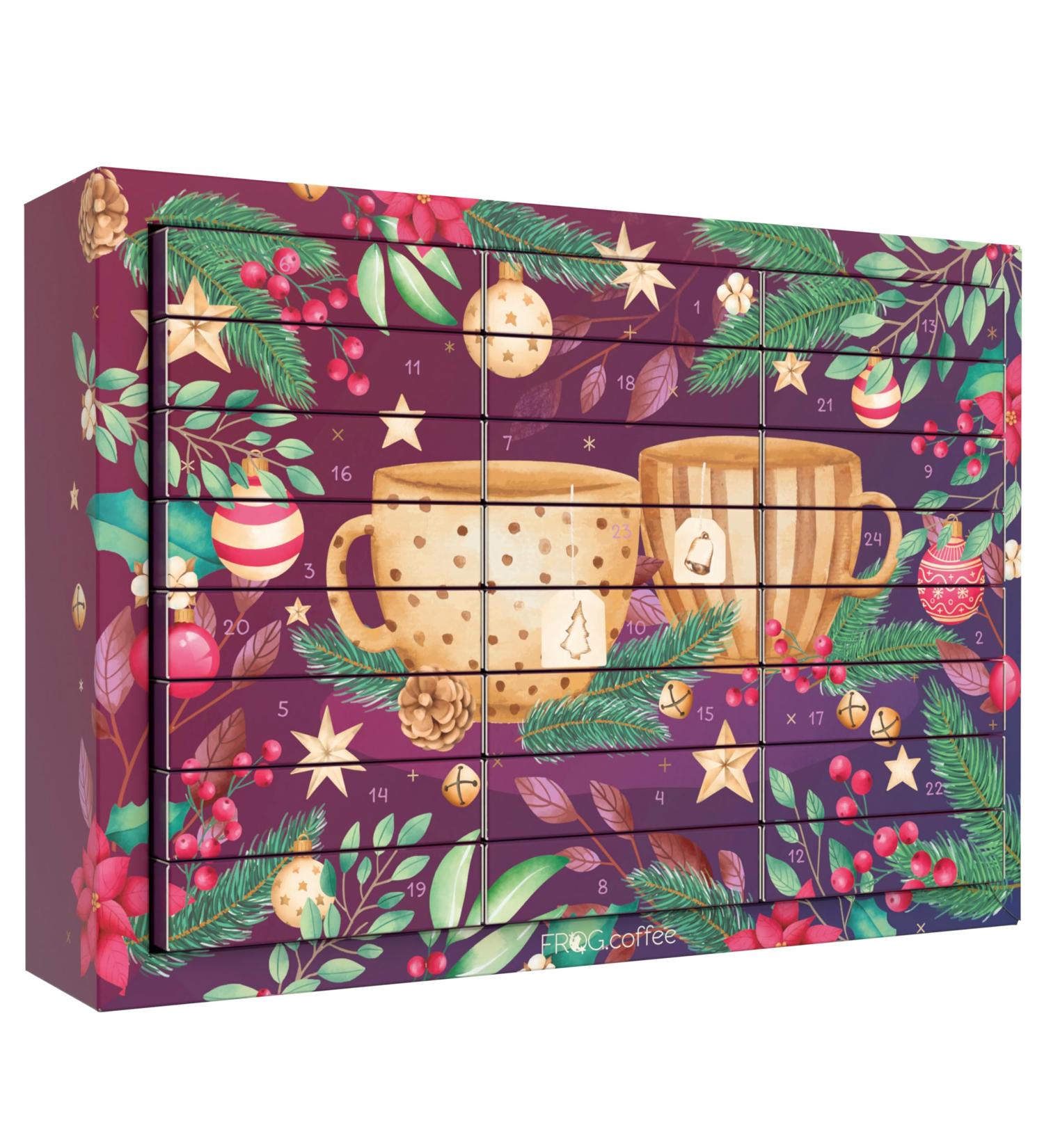 Tea Advent Calendar 2023 - 48 Tea Bags in 24 Varieties | Frog.Coffee | Top Brands Like Twinings & B nting - Perfect Gift for Tea Lovers - Buy Online on GoSupps.com