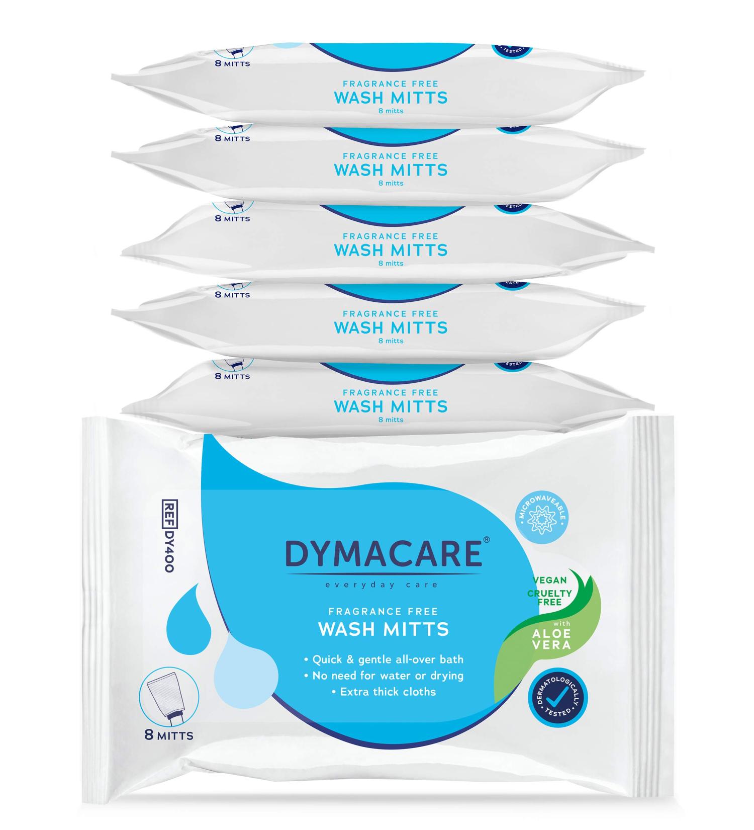 Dymacare Moist Washing Gloves - Perfume-Free Aloe Vera Soft Body Wash Gloves (6 Pack) - Clinic Quality Care - Buy Online on GoSupps.com