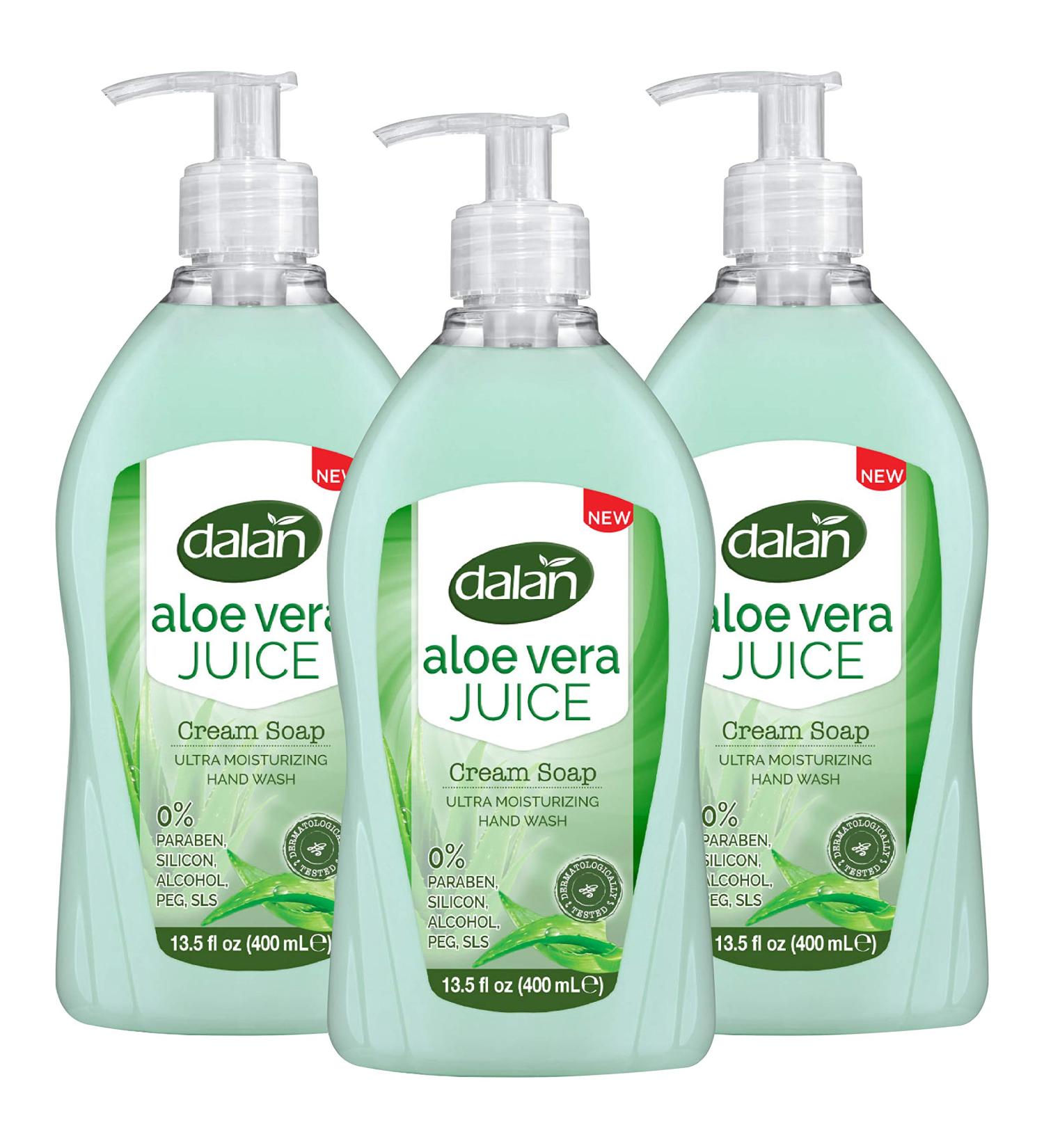 Dalan Aloe Vera Juice Cream Ultra Moisturizing Liquid Hand Soap for Dry and Fresh Hands Feeling Clean and Soft (13.5 Fl Oz / 400 mL (Pack of 3)) 13.5 Fl Oz (Pack of 3) - Buy Online on GoSupps.com
