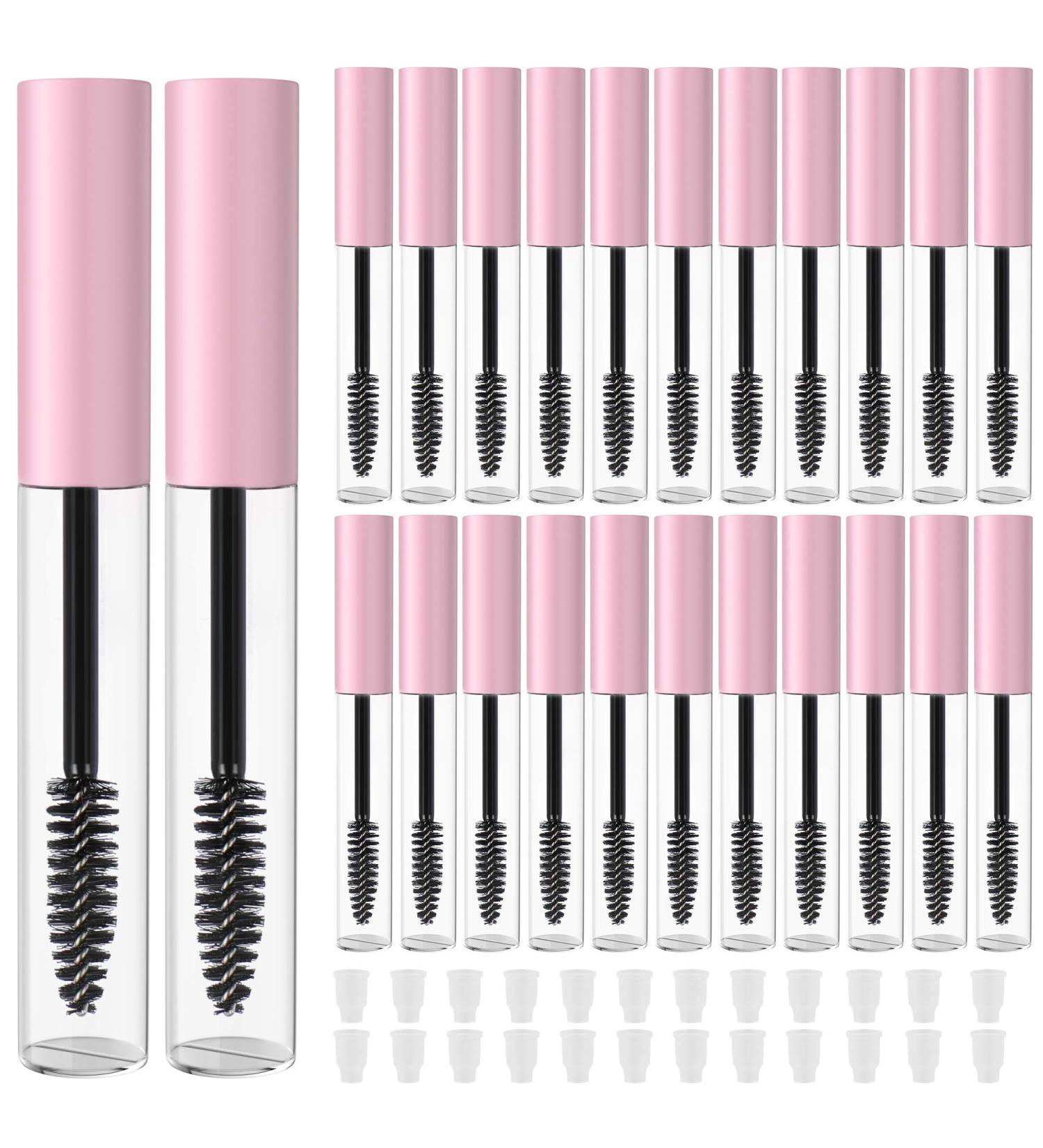 RONRONS 24pcs 10ml Mini Mascara Tube Empty Castor Oil Container w/ Pink Cap & Wand Brush for DIY Makeup - Home & Travel Friendly - Buy Online on GoSupps.com