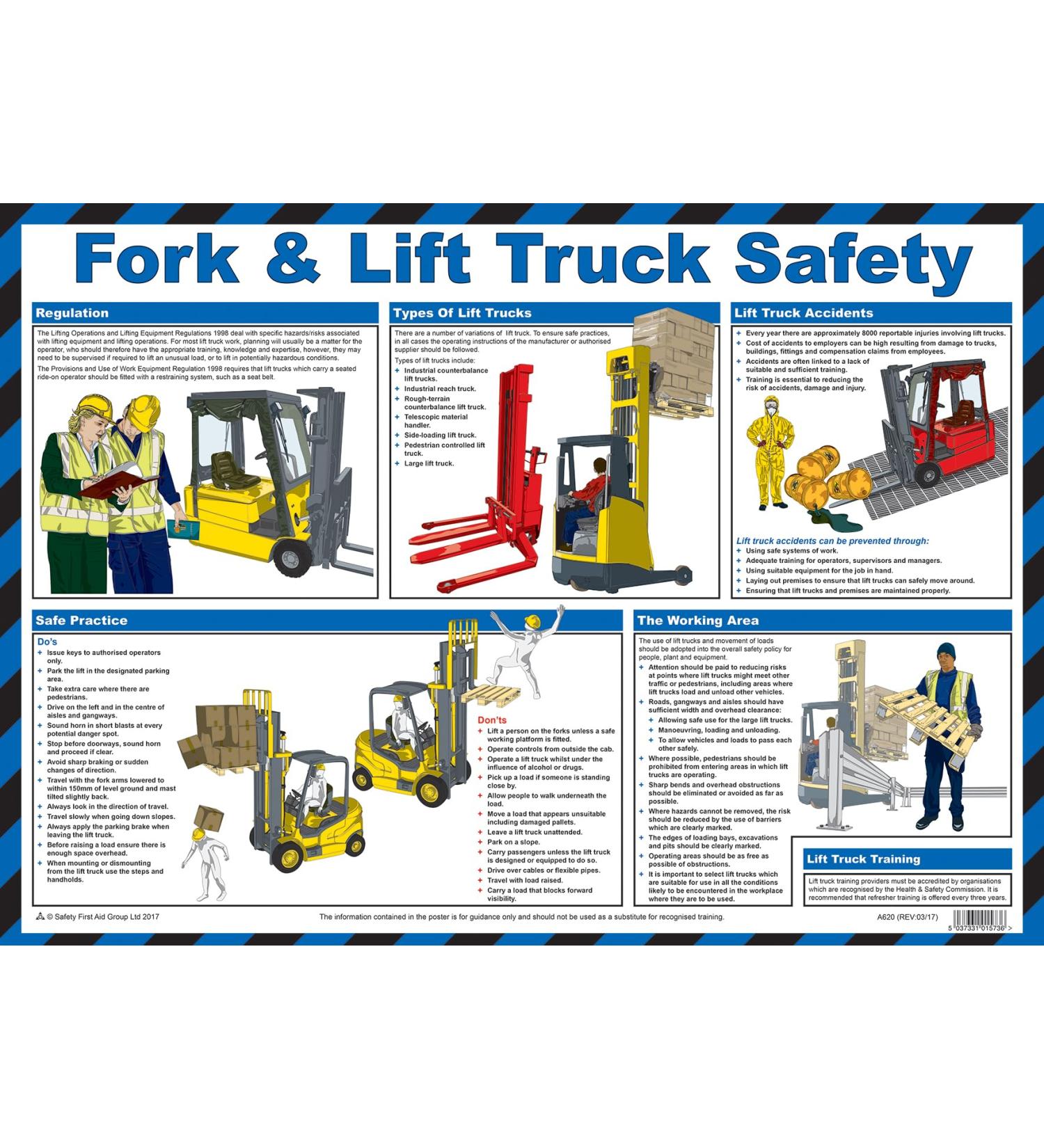 Safety First Aid Group A620T 6899 Fork Lift & Truck Safety Poster - Workplace Safety Guide - Buy Online on GoSupps.com