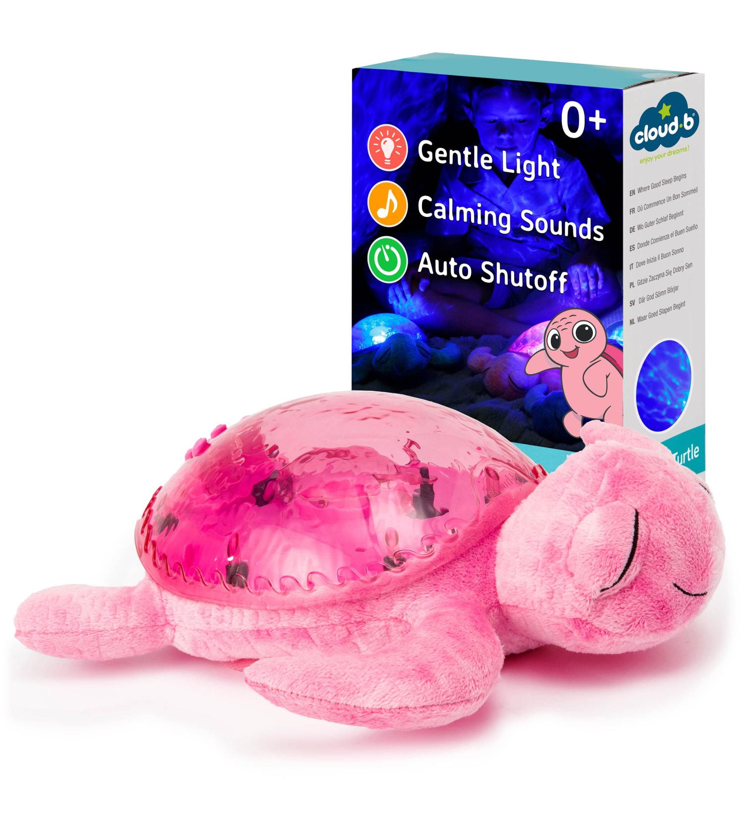 Cloud b Tranquil Turtle Pink Ocean Projector Nightlight with White Noise | Adjustable Settings, Auto-Shutoff, Soothing Sounds - Buy Online on GoSupps.com