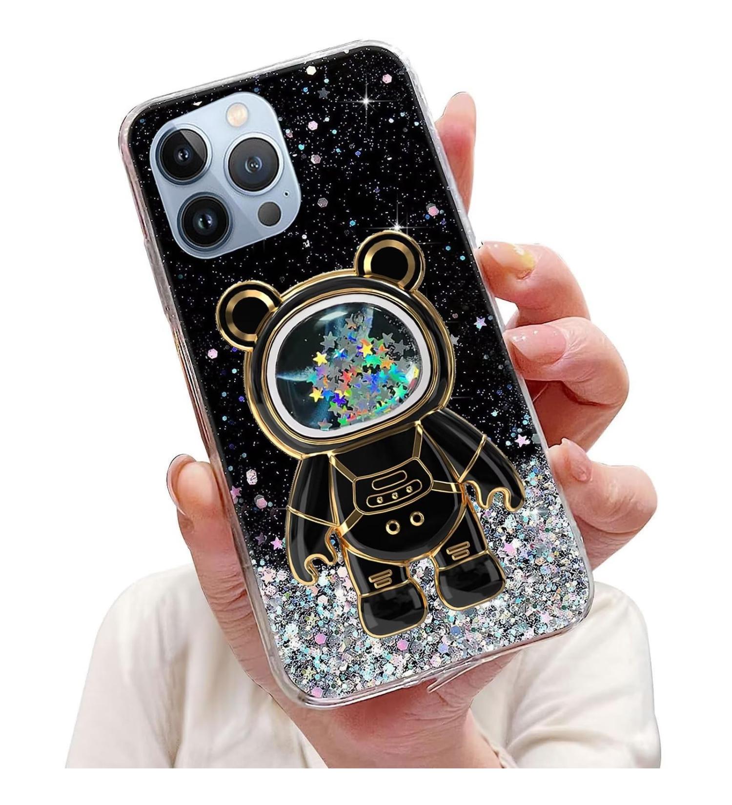 Tivenfezk Nadoli iPhone 15 Pro Max Treibsand B r Astronaut Case - Glitter Soft Silicone Hidden Stand Shell - Buy Online on GoSupps.com