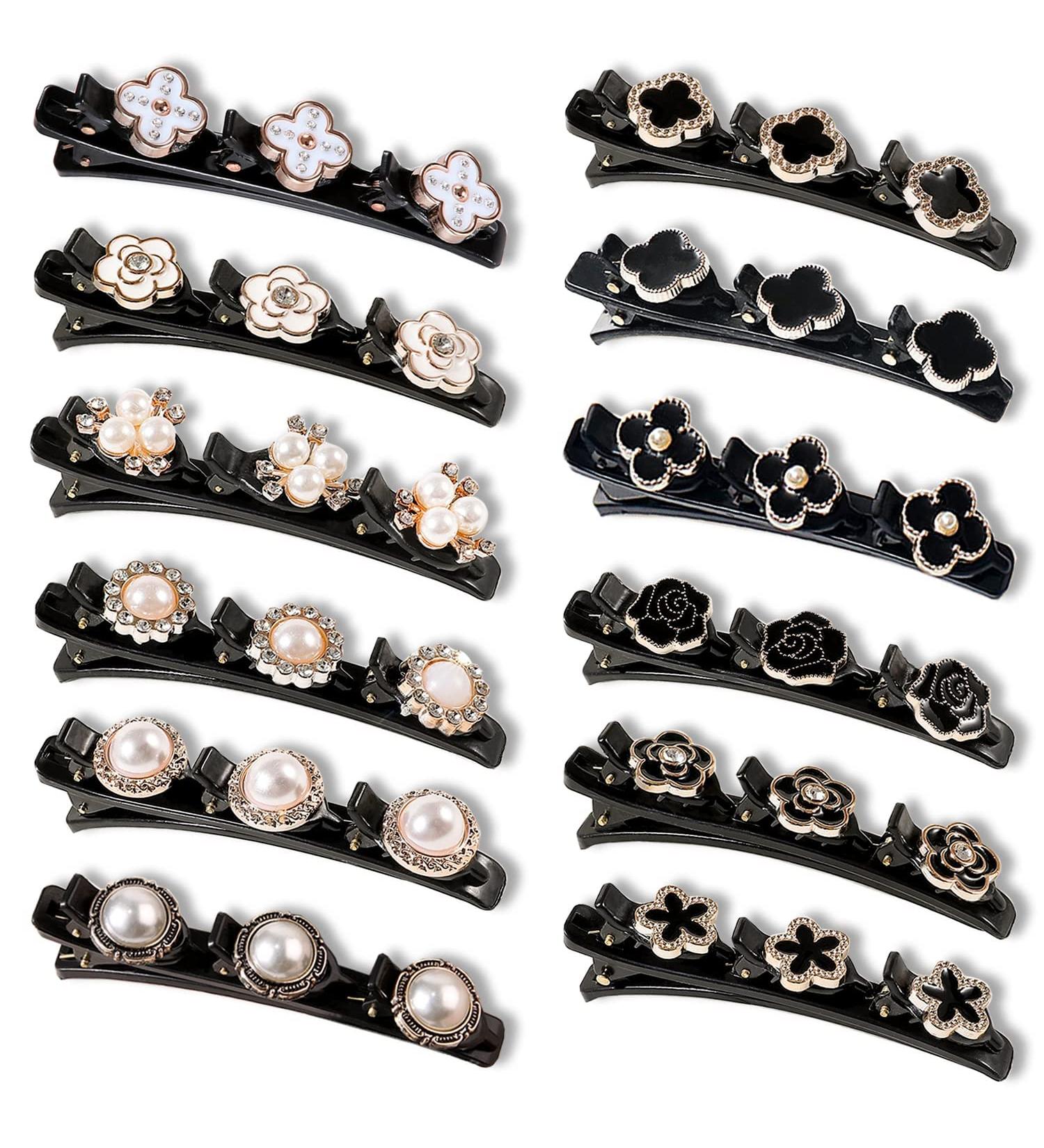 Sparkling Crystal Stone Braided Hair Clips Set - 12PCS Rhinestone Hair Accessories for Women - Buy Online on GoSupps.com